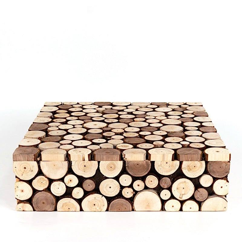 18x18 Inch Square Wooden Cake Stand - Natural Wood Dessert Display for Wedding, Birthday, and Party Decor