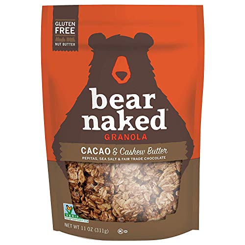 Organic Cacao & Cashew Butter Granola - Gluten Free, Non-GMO, Kosher Certified, Vegan Snack - 11 Oz (3 Pack) | Healthy Breakfast Cereal & On-the-Go Energy Bars Alternative for Hiking, Yoga & Office Snacking