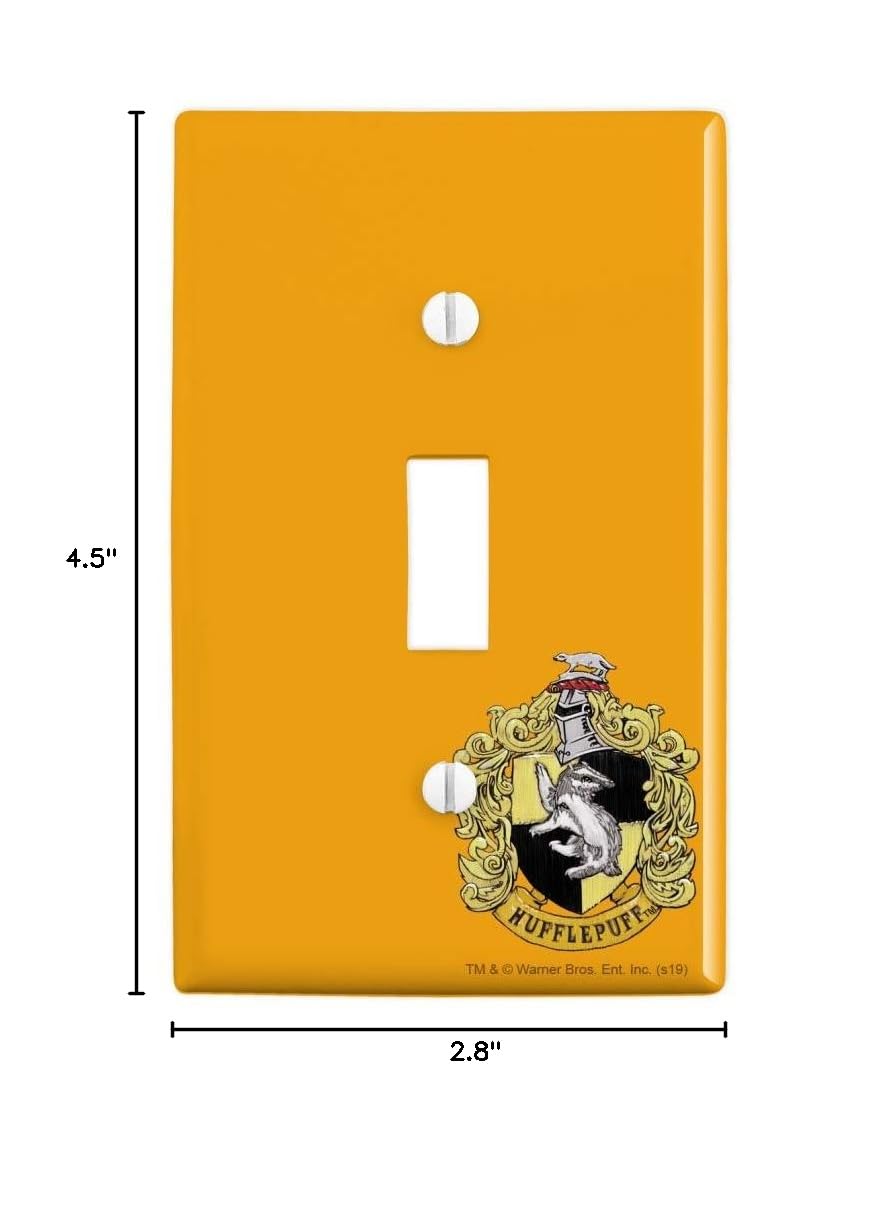 Harry Potter Hufflepuff Crest Wall Decor - Plastic Light Switch Cover with Painted Design | Perfect for Bedroom, Dorm & Harry Potter Fan Gift