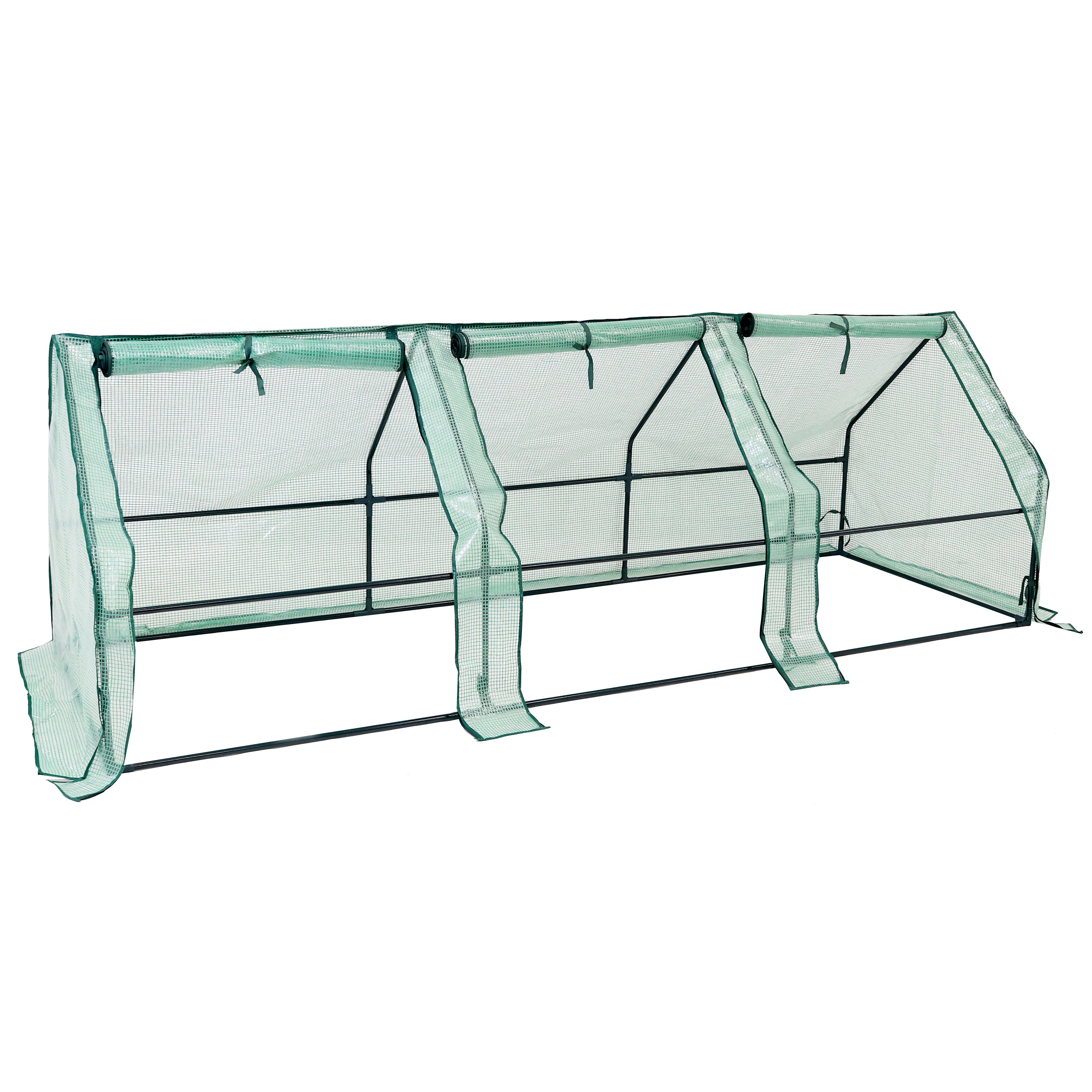 Sunnydaze Mini Cloche Greenhouse with Zippered Doors for Seedlings - Green | Indoor & Outdoor Plant Protection for Gardens, Balconies & Patios