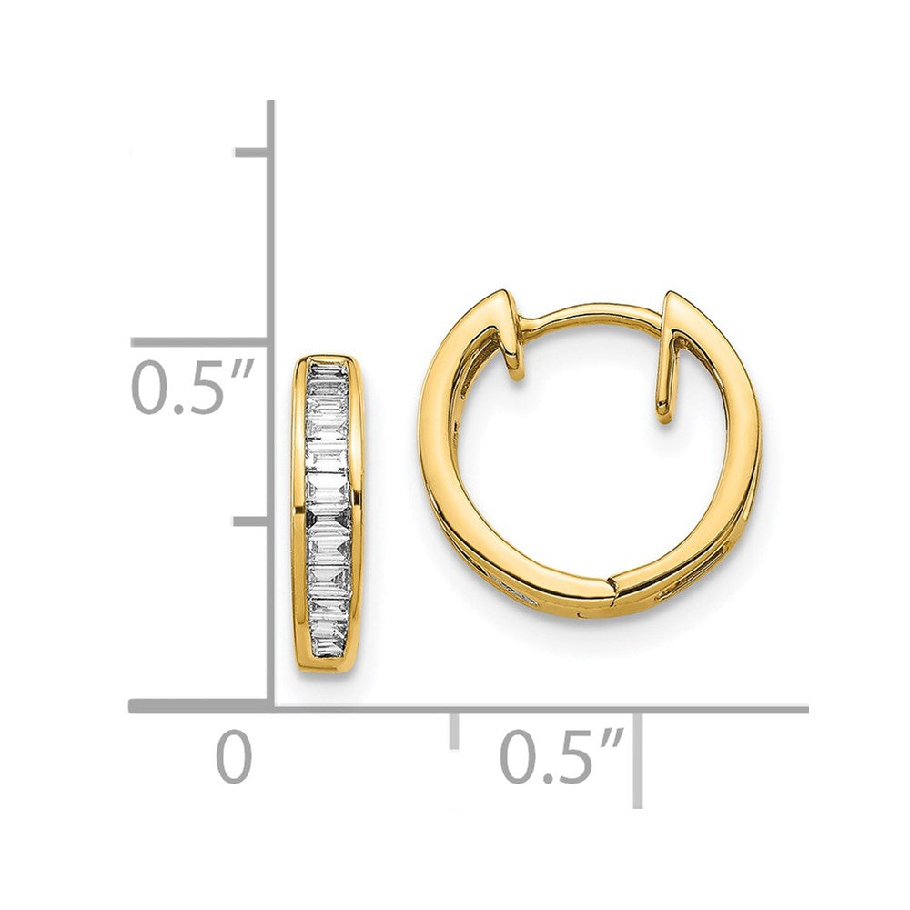 18K Gold Baguette Diamond Hinged Hoop Earrings - Model EM5356 025 YA | Elegant Dangle Earrings for Women | Perfect for Weddings, Parties & Special Occasions