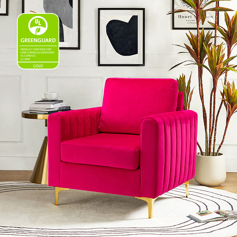Luxury Didyme Velvet Club Armchair - Modern Accent Chair for Living Room, Bedroom & Office - Plush Upholstered Lounge Chair with Sturdy Wooden Legs - Perfect for Reading Nook, Home Theater & Cozy Spaces