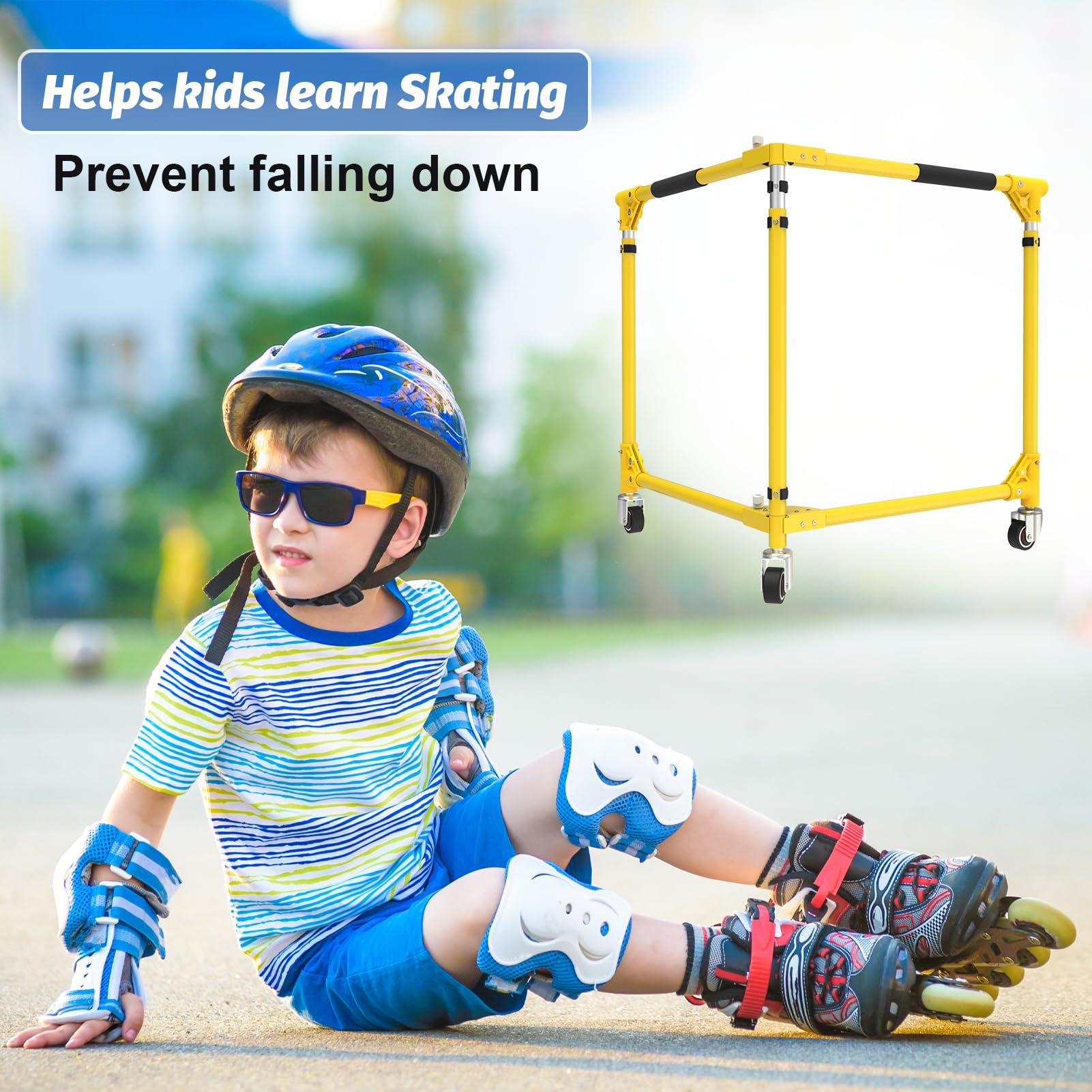 GanFindX Adjustable Height Folding Skater Aid for Kids - Roller Skate Trainer for Toddlers & Children - Perfect for Indoor & Outdoor Roller Skating Practice