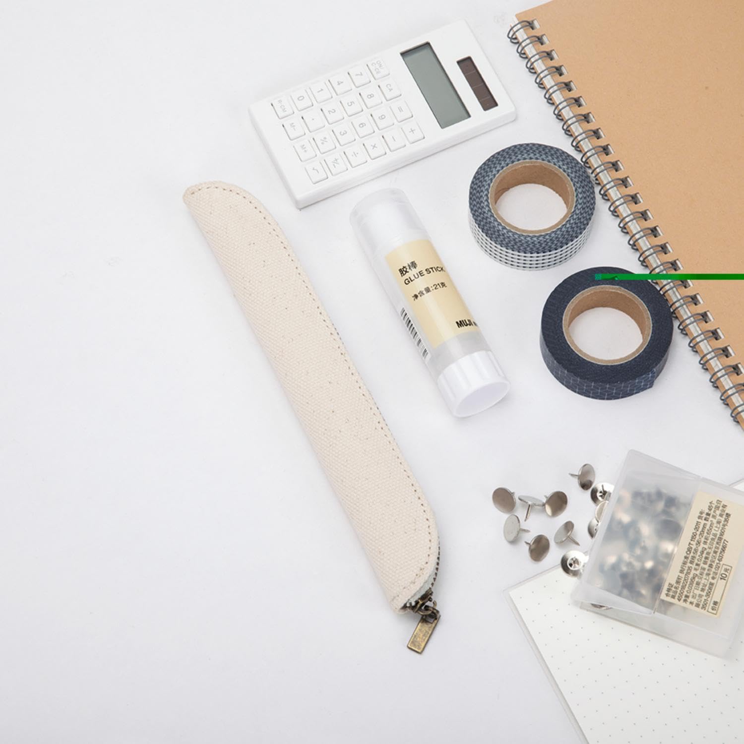 Simple Mini Canvas Pencil Case for Apple Pencil - Pure Color Makeup Pouch & Pen Organizer (Beige, Small) - Perfect for School, Office & Travel Accessories