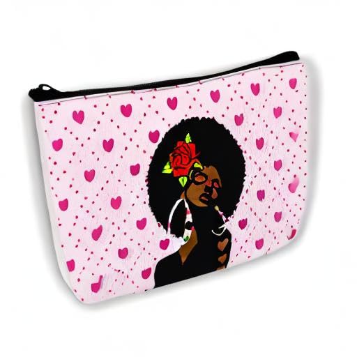 **Black Girl Cosmetic Bags – Afro African American Makeup Organizer with Zipper, Large Capacity Toiletry Pouch for Women & Girls – Perfect for Travel, Gym, and Daily Essentials**