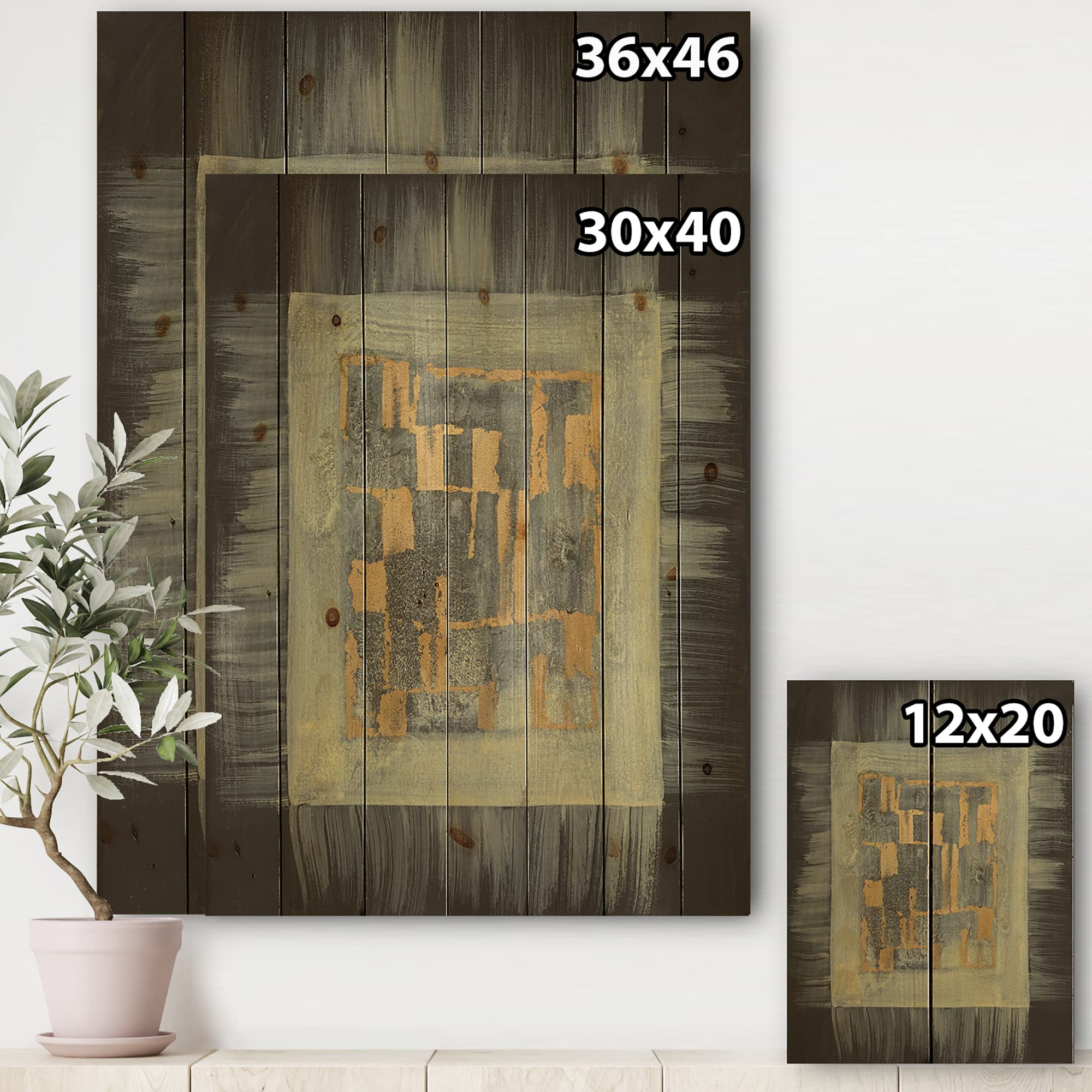 DesignQ Gold Geometric Tapestry II - Modern Wood Wall Art Decor, Large Abstract Wood Panel Printed on Natural Pine - Perfect for Living Room, Bedroom & Office Wall Decoration