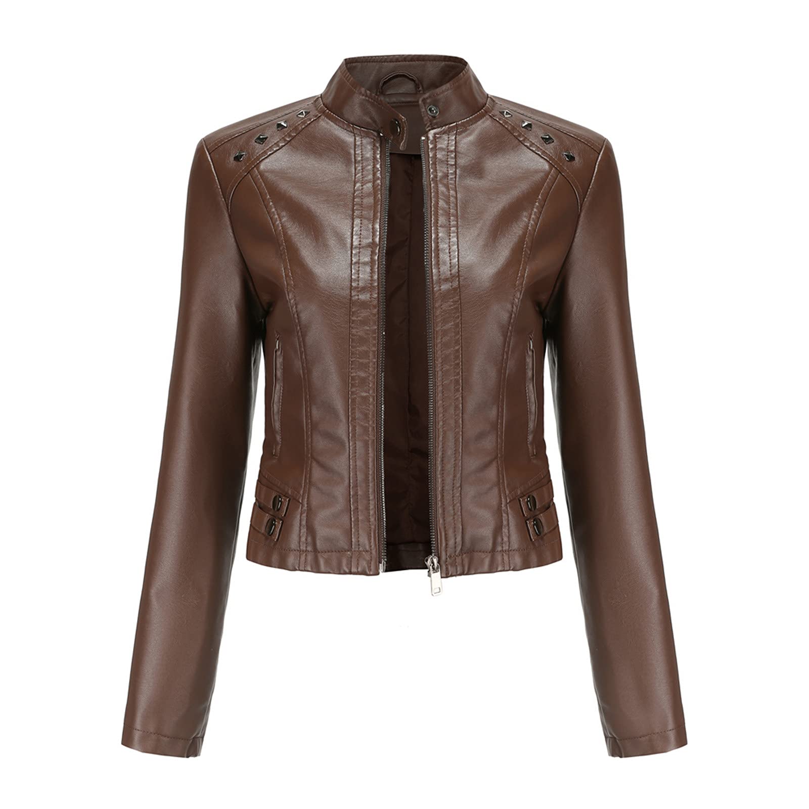 Women's Custom Tweed Suit Jacket & Faux Leather Moto Coat - Plus Size Biker Jacket for Casual Outings, Office Wear & Motorcycle Riding