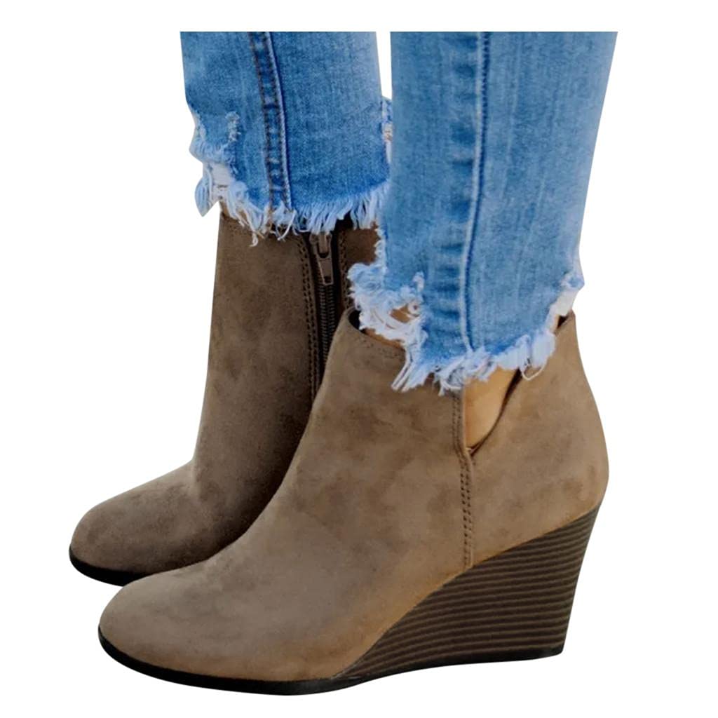 Stylish AODONG Women's Low Heel Ankle Boots - Pointed Toe Booties with Chunky Heels, Tassel Details & Side Zipper | Perfect for Office, Casual Outfits & Fall/Winter Fashion