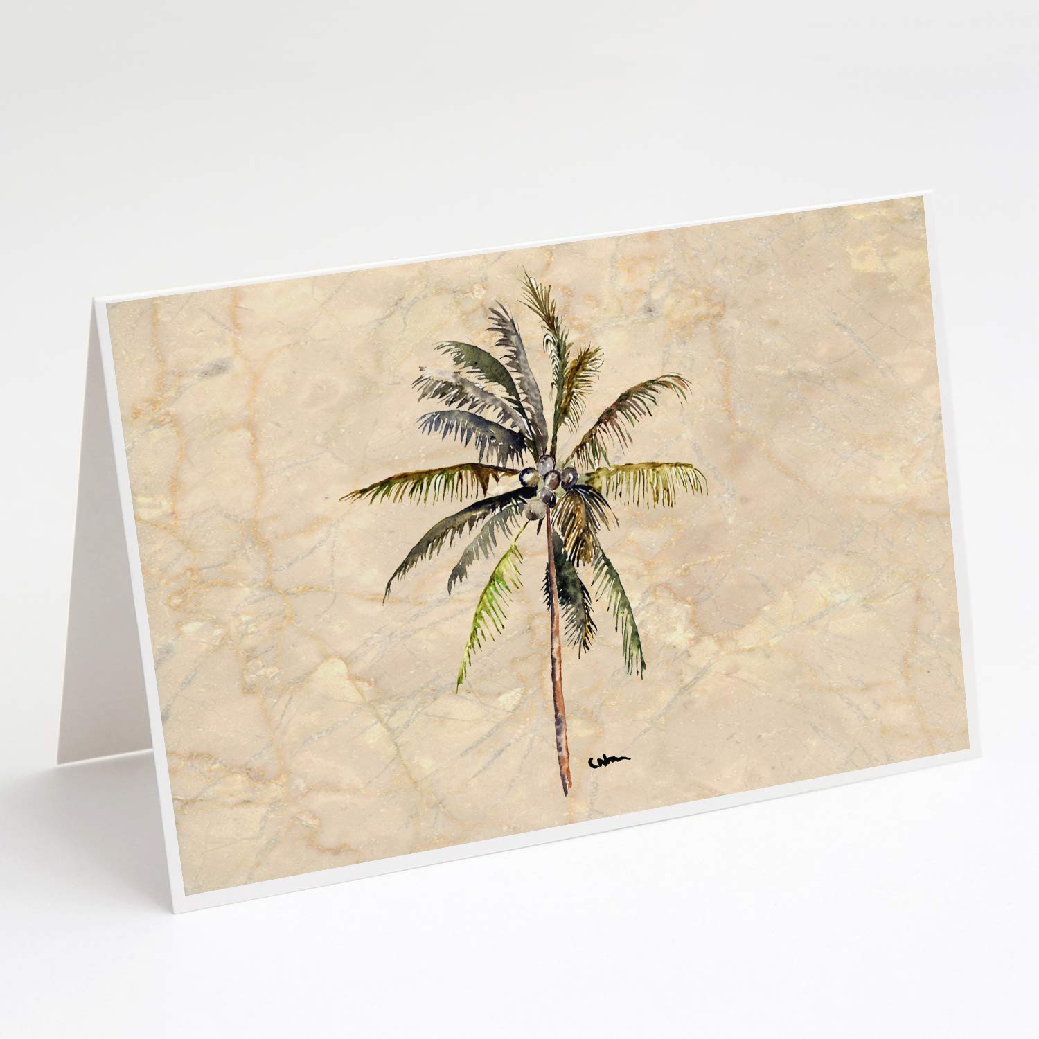 Palm Tree Greeting Cards & Envelopes Set - Pack of 8 Blank A7 Note Cards (5x7 Inches) for Birthday, Thank You & Holiday Wishes - Whimsical Tropical Design by Caroline's Treasures