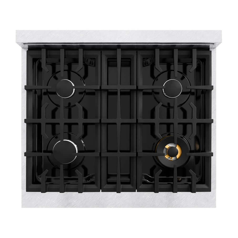 ZLINE 30 Inch 4.2 Cu Ft Gas Range with 4 Burner Cooktop & Convection Oven - Satin Stainless Steel (HGRS 30) | Professional Kitchen Appliance for Home Chefs & Cooking Enthusiasts