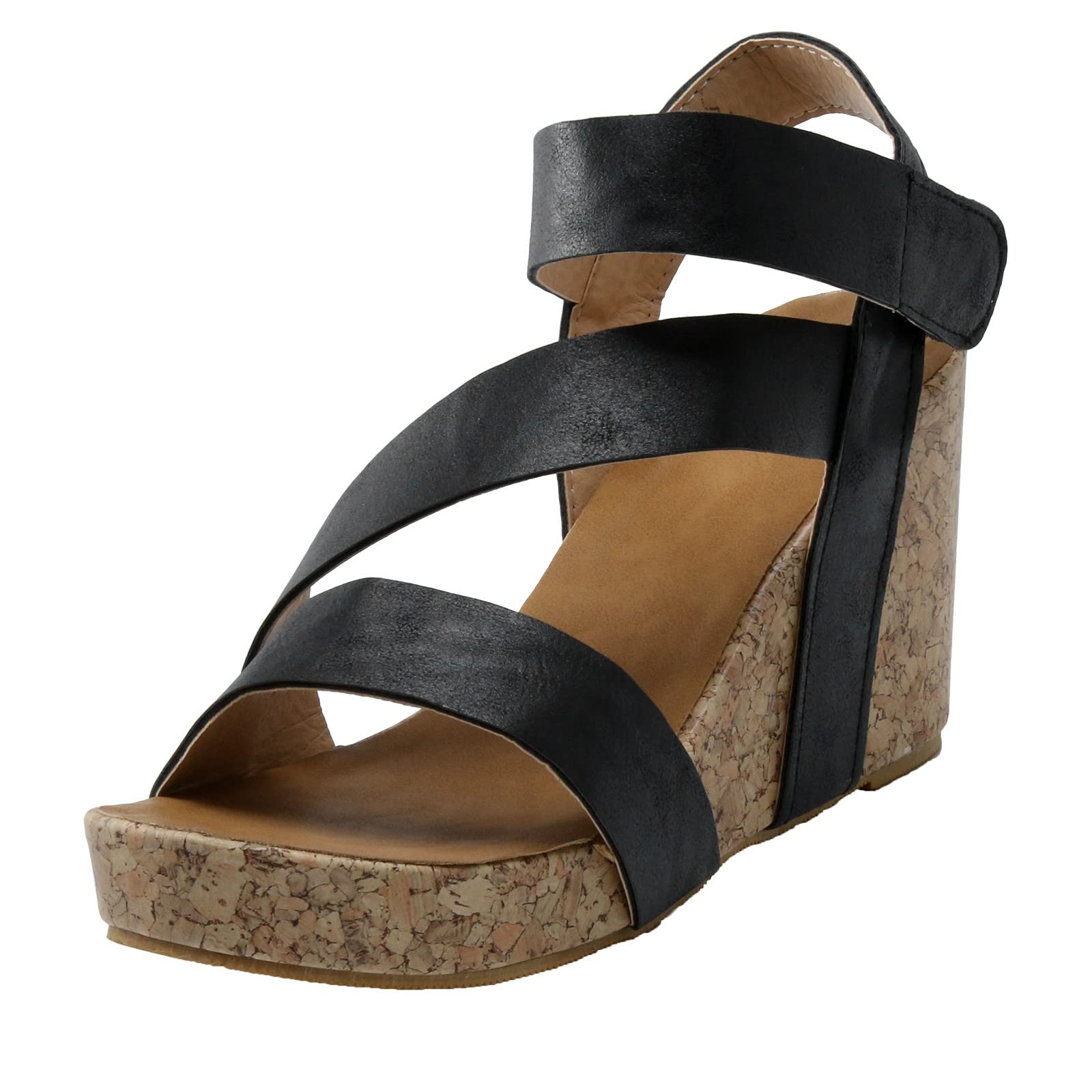 Thyone Women's Comfortable Wedge Sandals - Slip On Platform Shoes with Breathable Open Toe Design for Beach, Summer & Casual Wear | Fashionable Solid Color Sandals for Women
