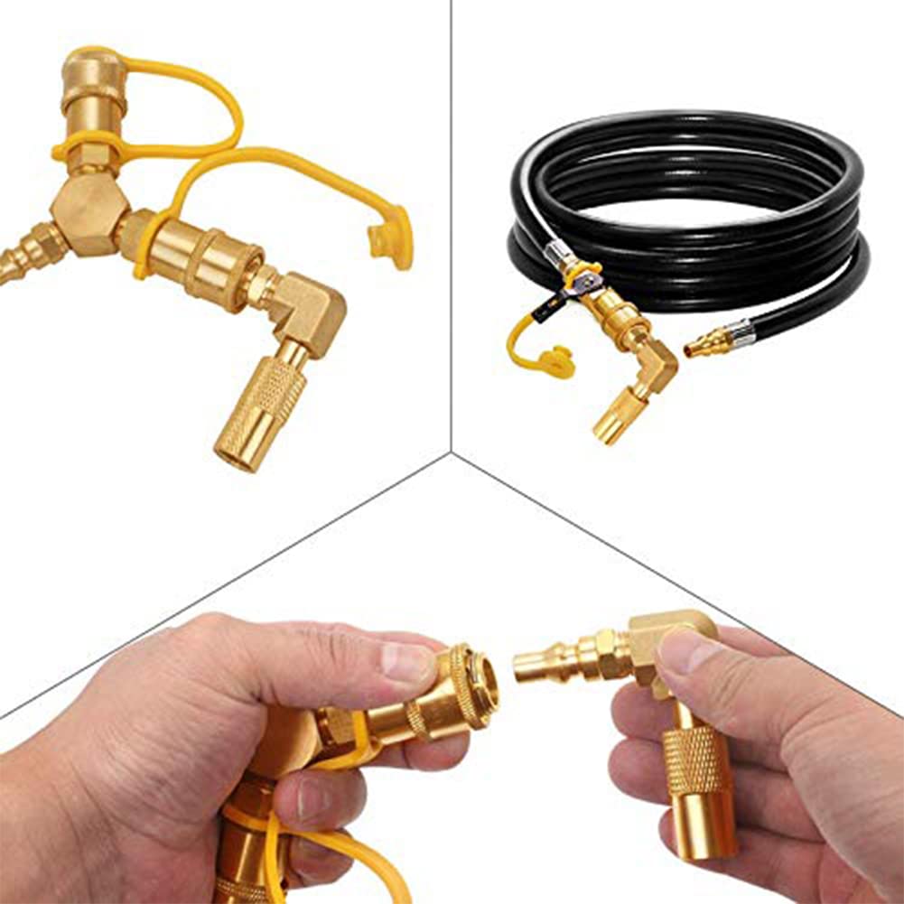 Joywayus 1/4 Inch RV Quick Connect Adapter with 90 Degree Elbow - Low Pressure Conversion Fitting for Blackstone Tabletop Grill (Compatible with 17