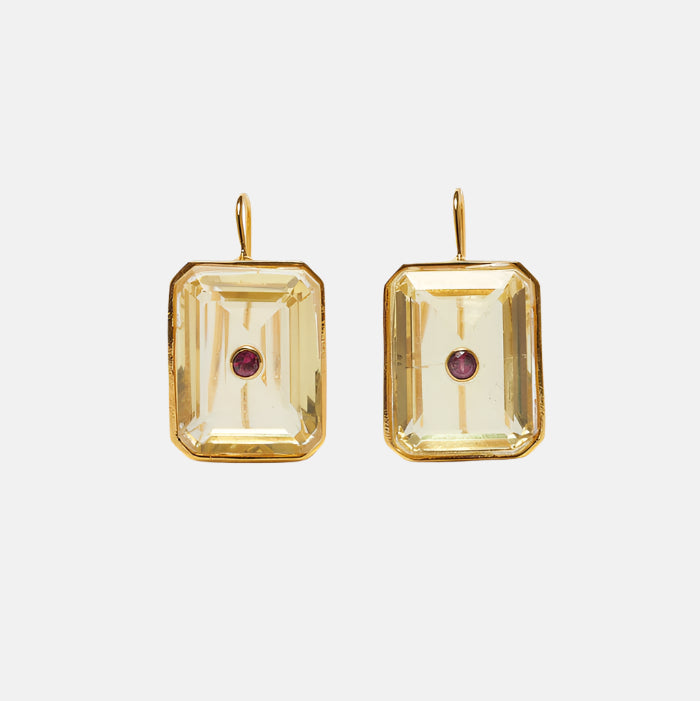 Elegant Citrine Tile Earrings for Women - Dainty Gemstone Jewelry for Everyday Wear & Special Occasions