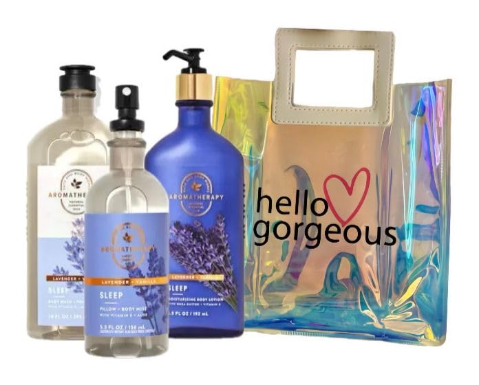Lavender Vanilla Aromatherapy Gift Set - 3 Piece Body Care Bundle with Pillow Mist, Body Lotion & Shower Gel - Relaxing Spa Set for Stress Relief & Better Sleep - Perfect Self Care Gift for Women & Mothers Day