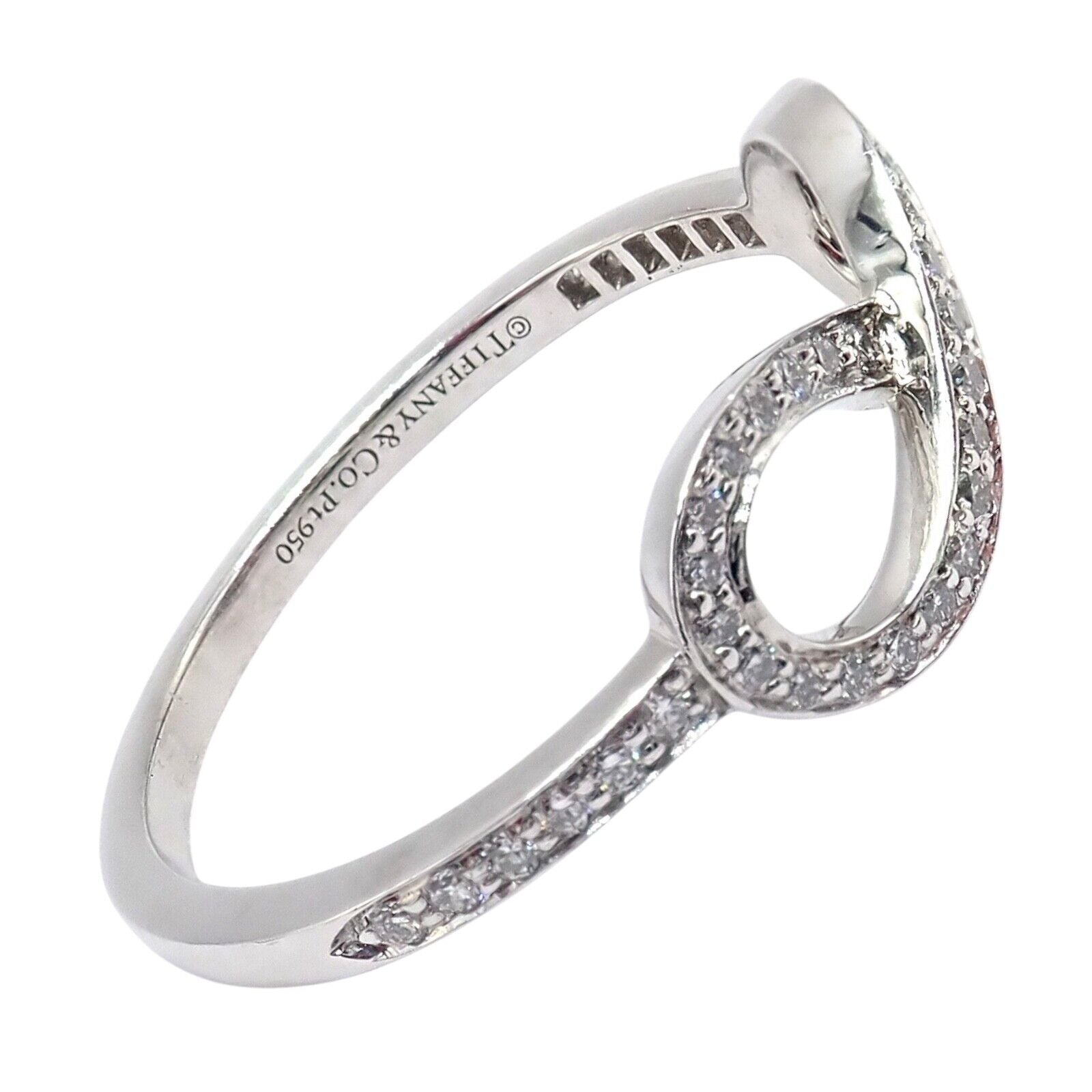 Tiffany & Co Platinum 0.12 Carat Diamond Infinity Stacking Ring - Size 6.5 - Elegant Wedding Band, Anniversary Gift for Her, Perfect for Stacking with Other Rings