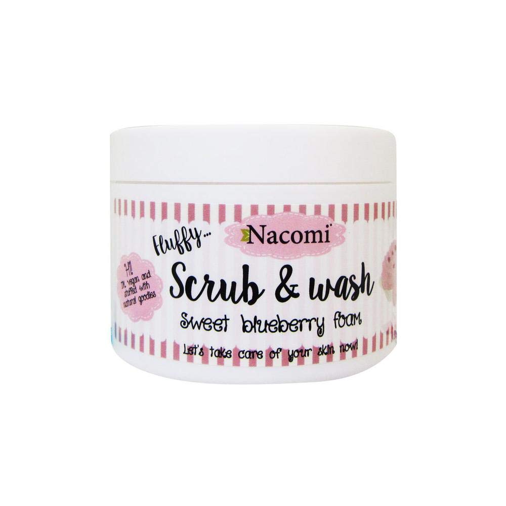 Nacomi Natural Sweet Blueberry Foaming Scrub & Face Wash 180ml | Gentle Exfoliating Cleanser for Glowing Skin | Perfect for Daily Skincare Routine & Spa Days
