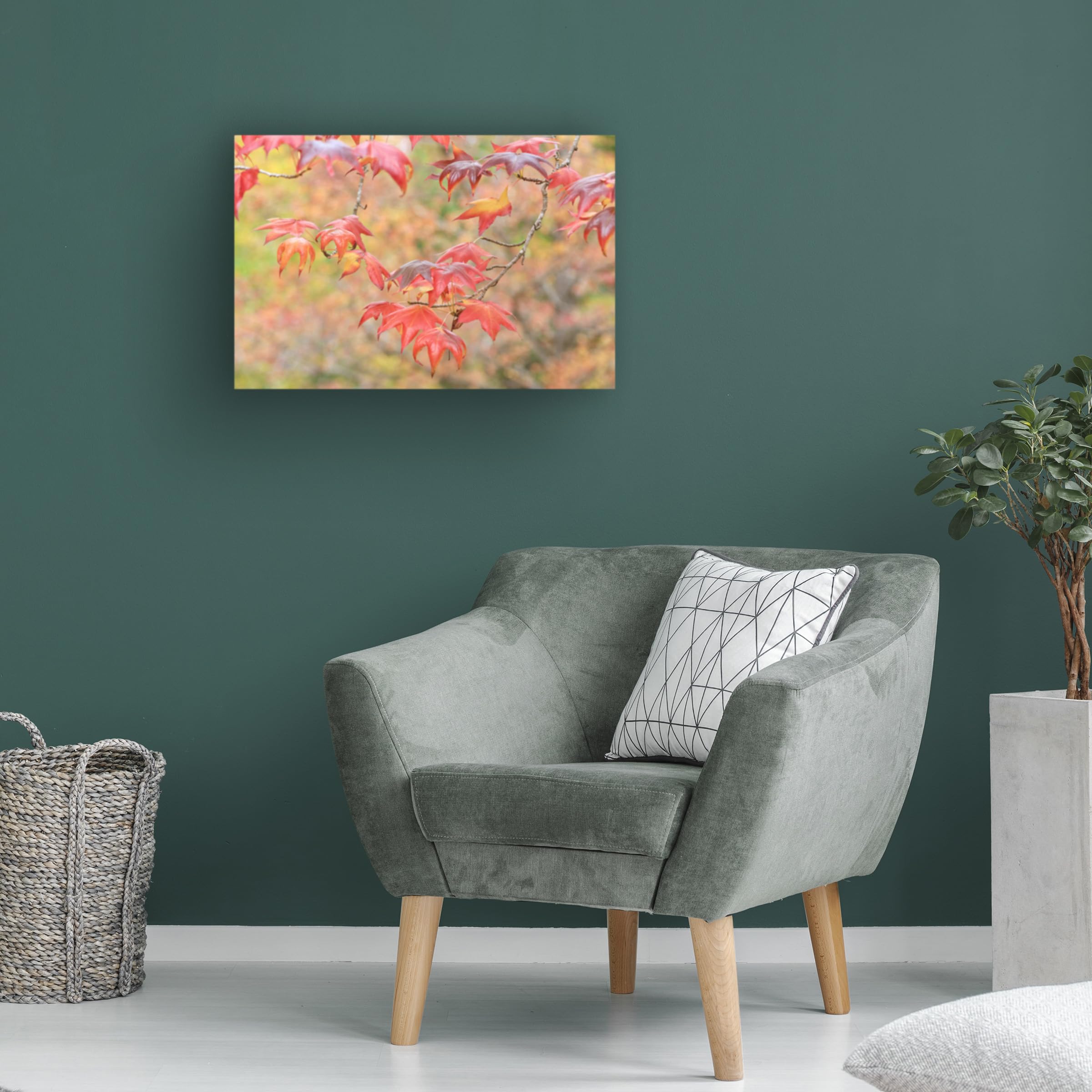 Falltime In My Garden Canvas Wall Art Print by Beata Czyzowska - Handmade Floral Landscape Painting for Living Room, Bedroom & Office Decor