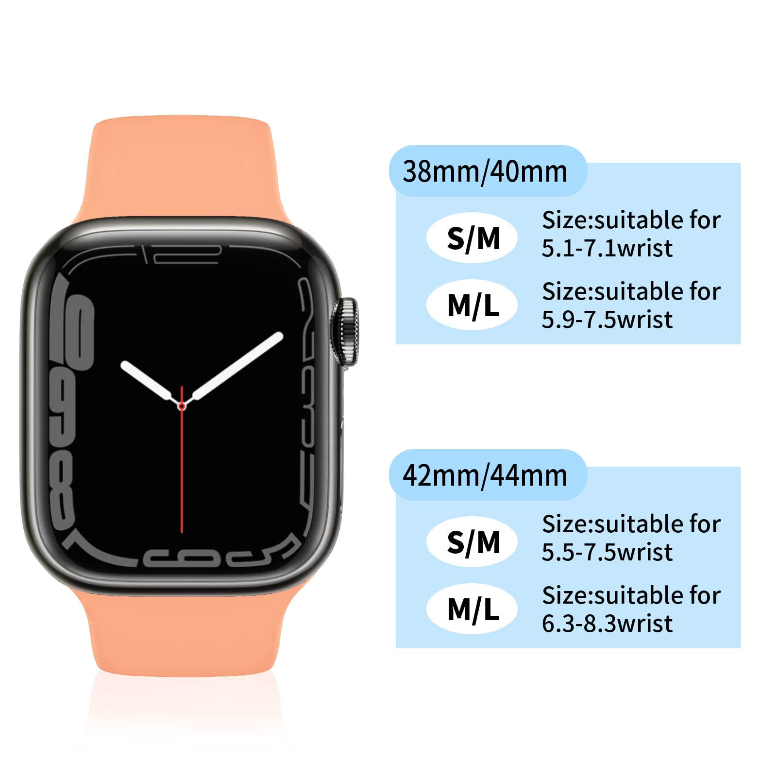 Premium Soft Silicone Sport Replacement Bands for Apple Watch 38mm 40mm 41mm 42mm 44mm 45mm 49mm - Compatible with iWatch Ultra 2/Ultra/SE/Series 9/8/7/6/5/4/3/2/1 - Durable Strap for Women & Men - Perfect for Workouts, Running & Daily Wear