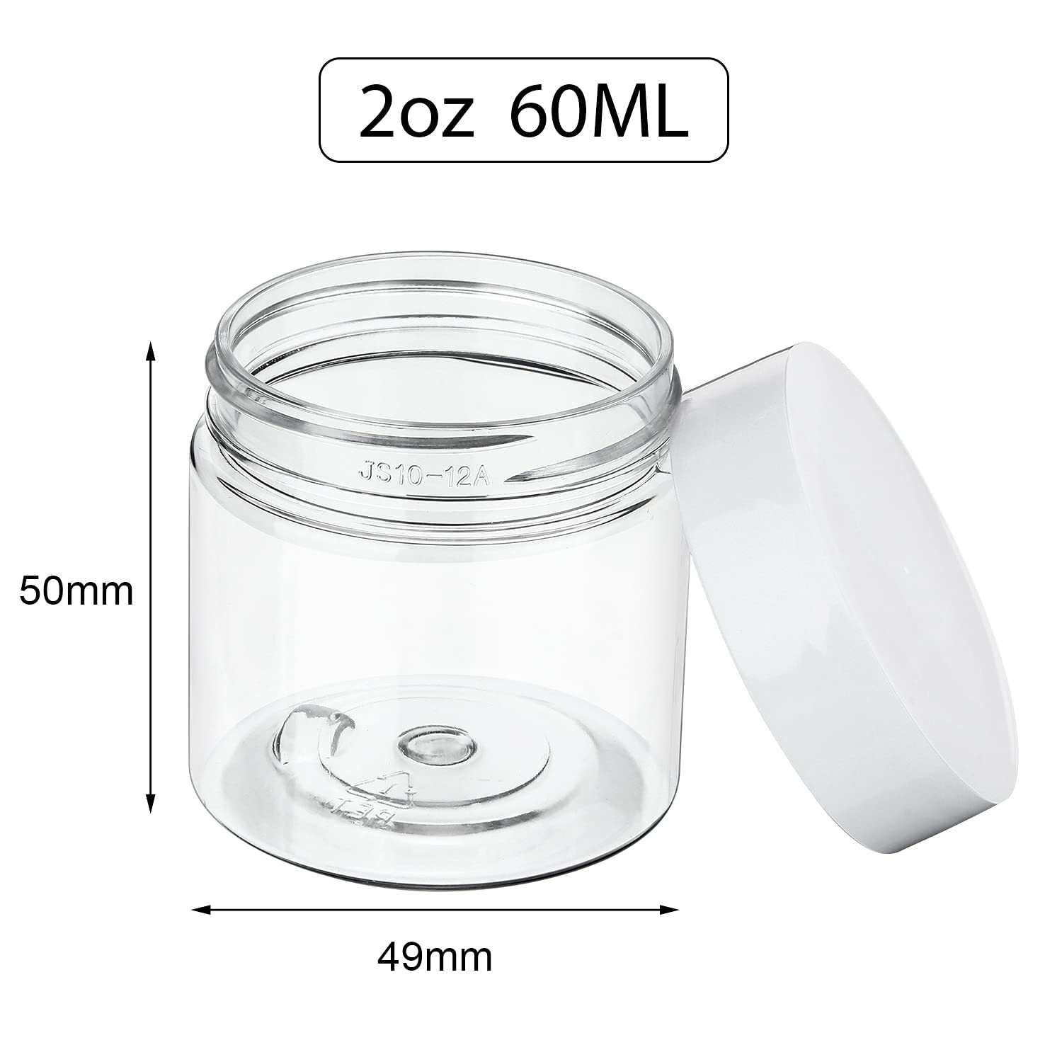 36-Piece Clear Plastic Jars with Lids - 2 oz Round Airtight Leak-Proof Containers for Cosmetics, Lotions, Creams & Travel Toiletries | Perfect for Makeup Storage, DIY Beauty Products & Organizing Small Items (White)