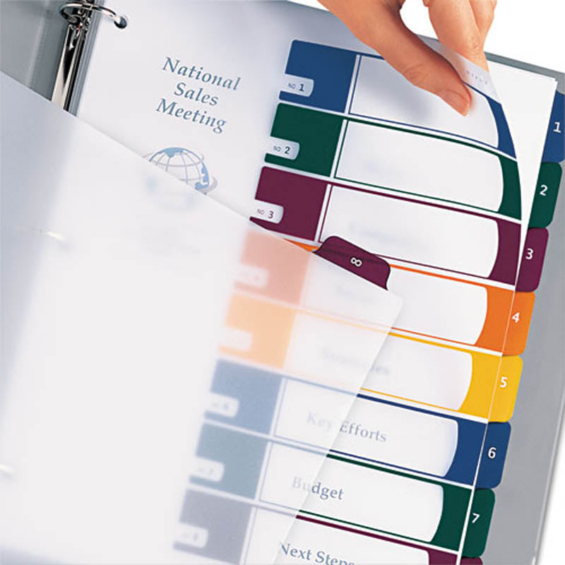 Translucent Ready Index Table of Contents Dividers with Multicolor Tabs - 8 Tab Letter Size (Set of 8) - Perfect for Office Organization, School Binders, and Filing Systems