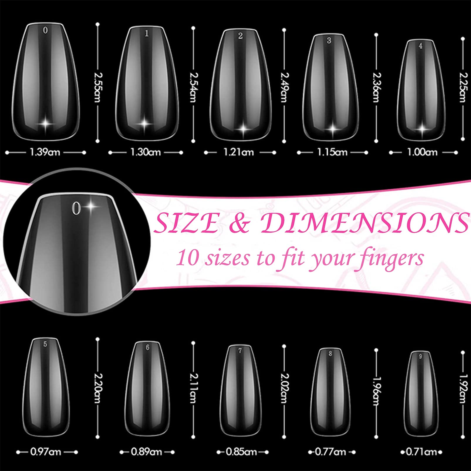 500Pcs Medium Clear Coffin Press on Nails - Full Cover Acrylic Nail Tips for Dip Powder, Poly Gel Extension & DIY Nail Art | Perfect for Salon, Home Manicure & Special Occasions