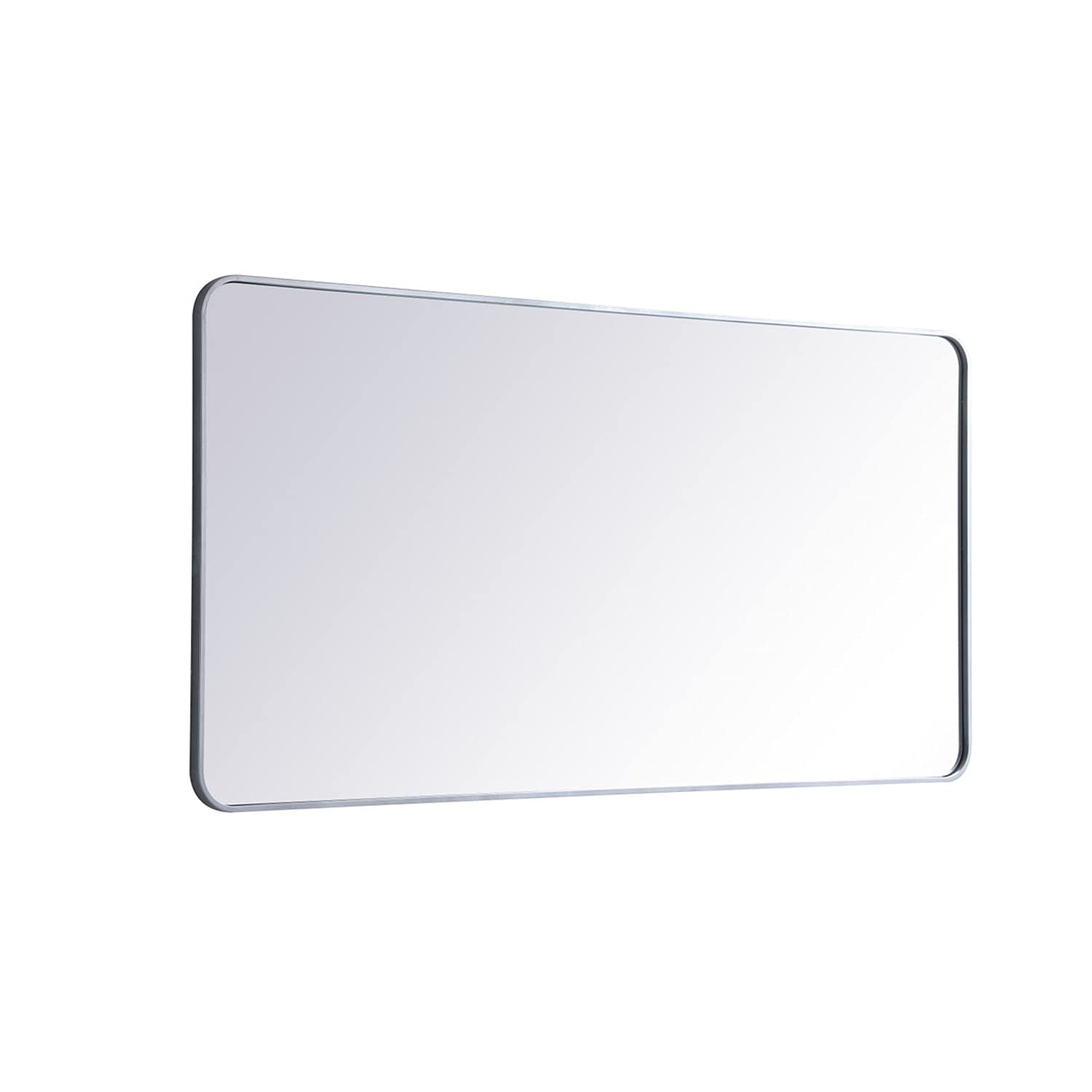 Silver 30x60 Soft Corner Metal Mirror - Elegant Decor for Bathroom & Bedroom