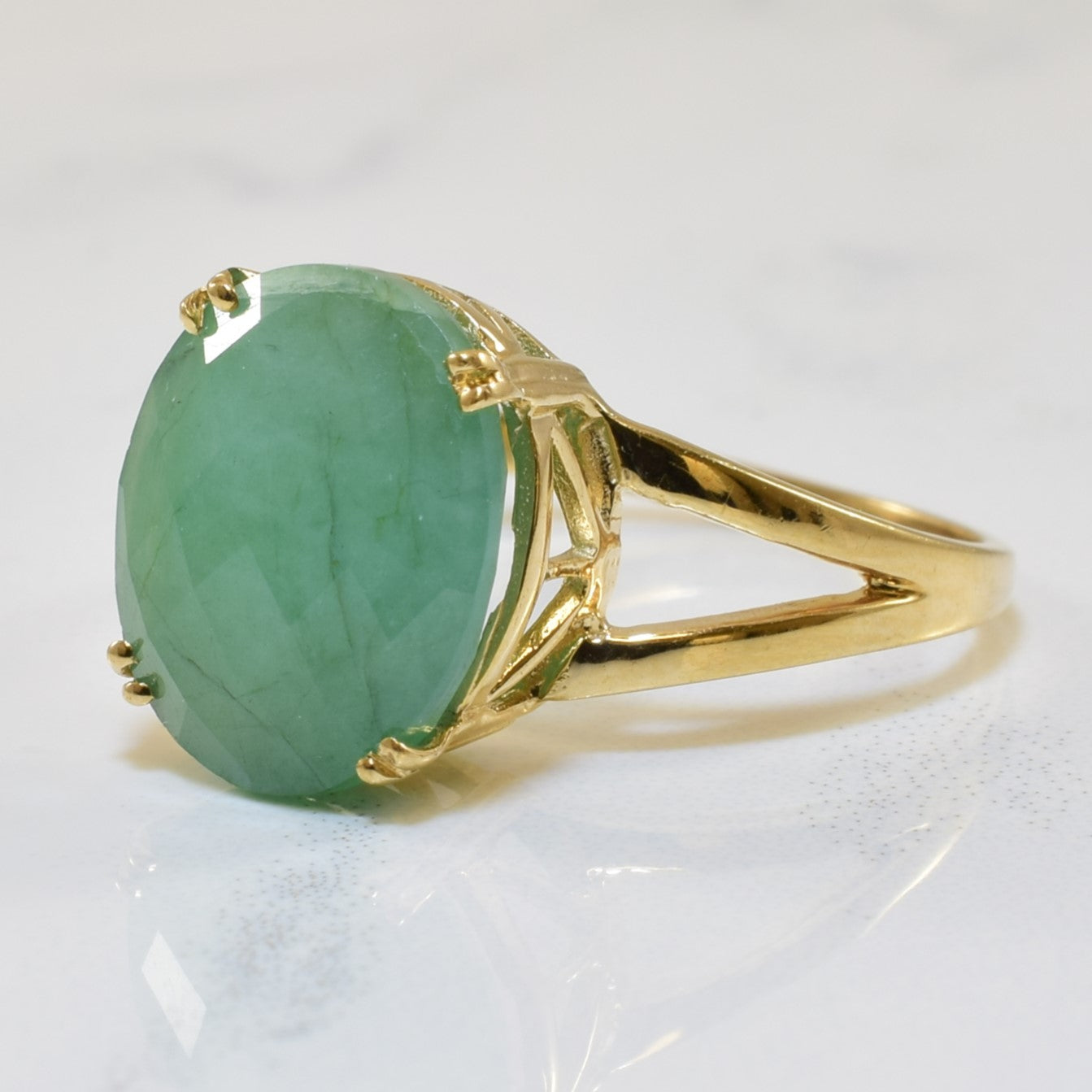 Emerald Solitaire Split Shank Ring - 4.25 Carat Natural Emerald Engagement Ring - Size 6.75 - Perfect for Wedding, Anniversary & Proposal Gifts