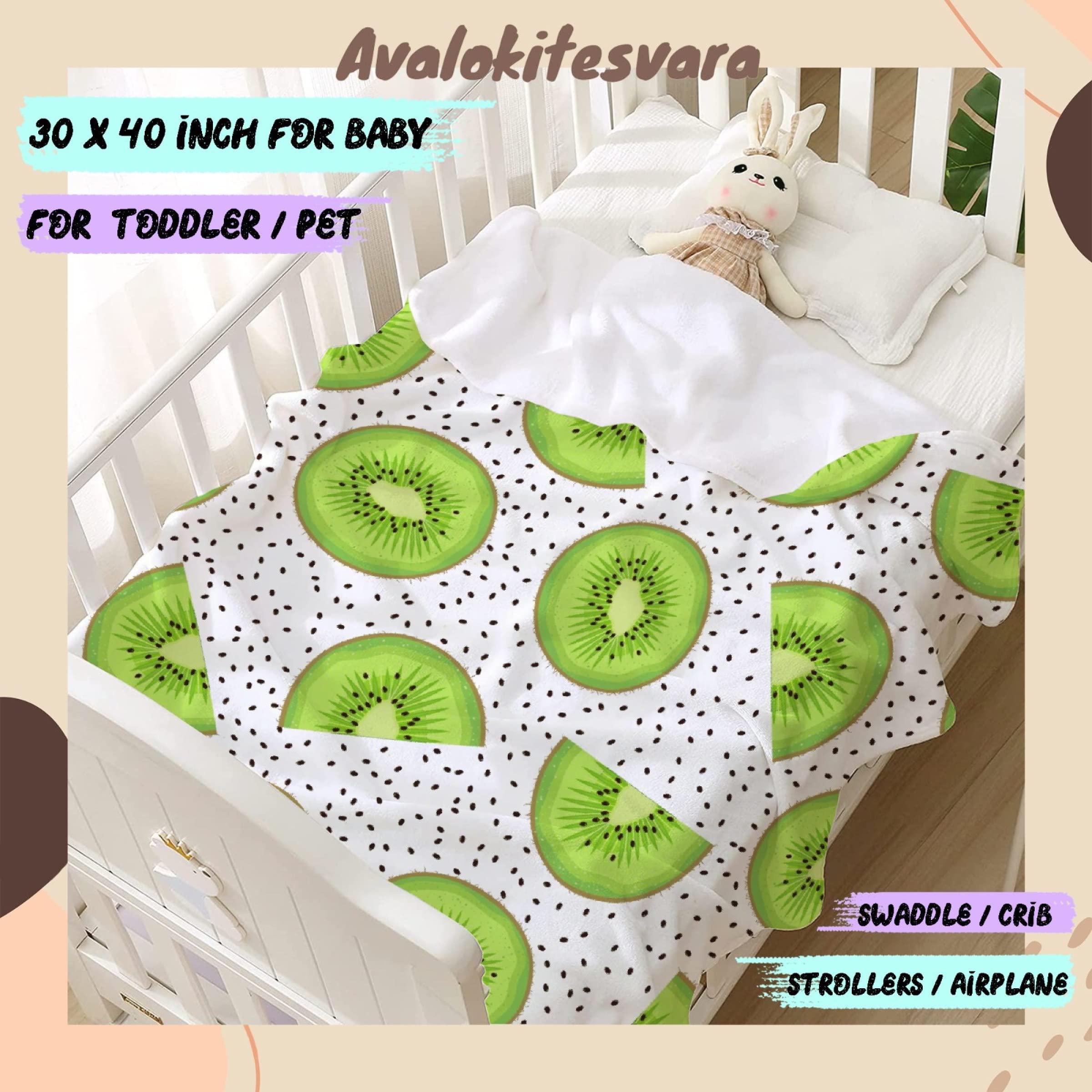 Premium Soft Green Kiwi Fruit Fleece Throw Blanket - 30x40 Inch Cozy Flannel Blanket for Bed, Couch, Sofa & Travel - Funny Pet Stroller Accessory - Perfect for Home Decor, Gifts & Winter Warmth