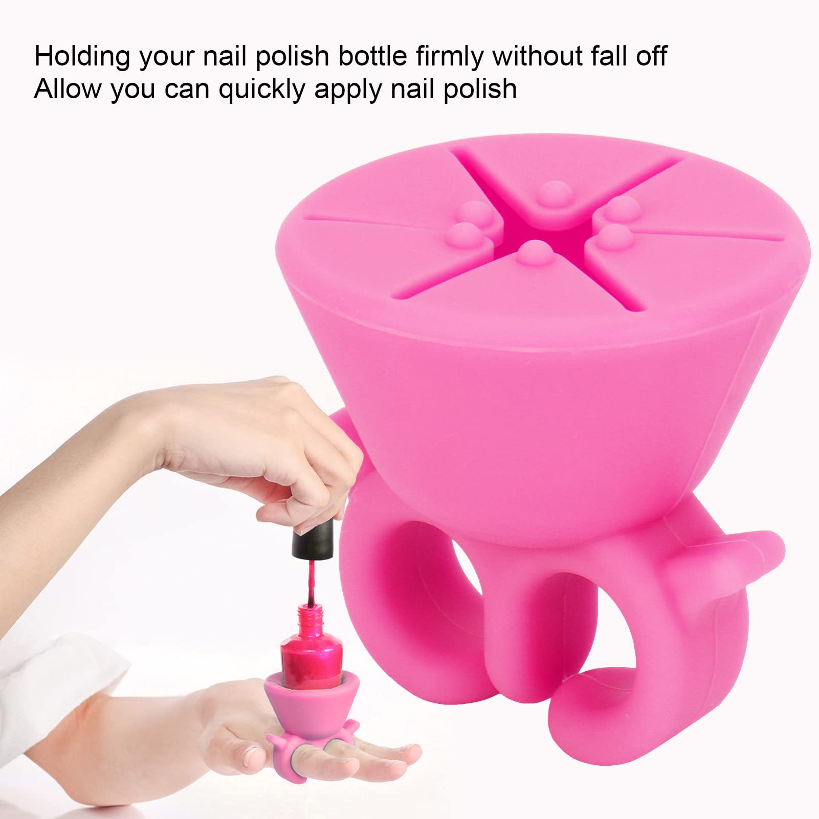 Wearable Silicone Nail Polish Holder - Comfortable Nail Art Tool for Salon & DIY Manicures at Home (Pink) - Perfect for Nail Technicians, Beginners & Beauty Enthusiasts