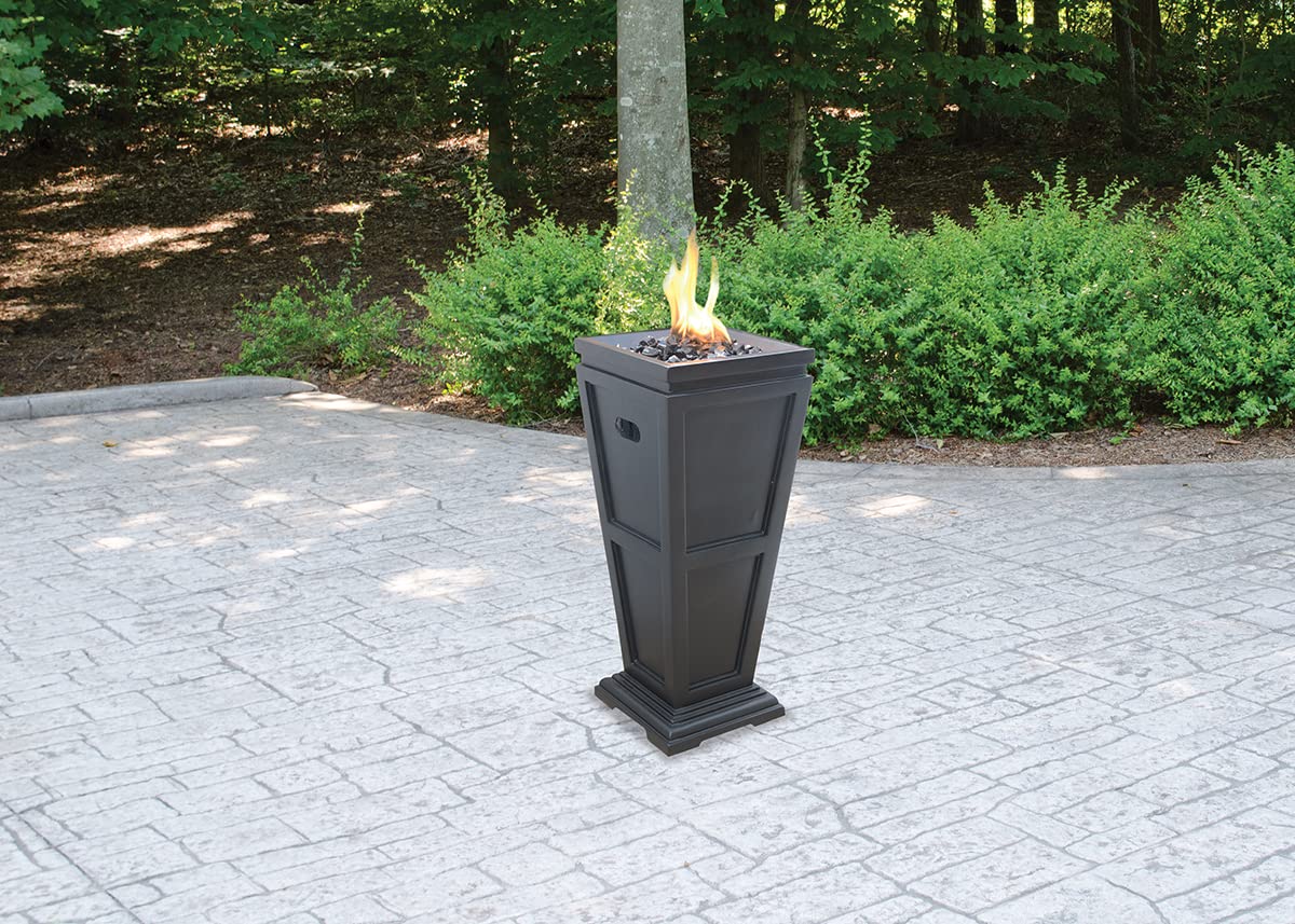 Endless Summer 28 Inch Gas Fire Pit Column - 11.8x11.8x28 Inches Outdoor Propane Fireplace for Patio, Deck, Backyard, and Poolside Gatherings