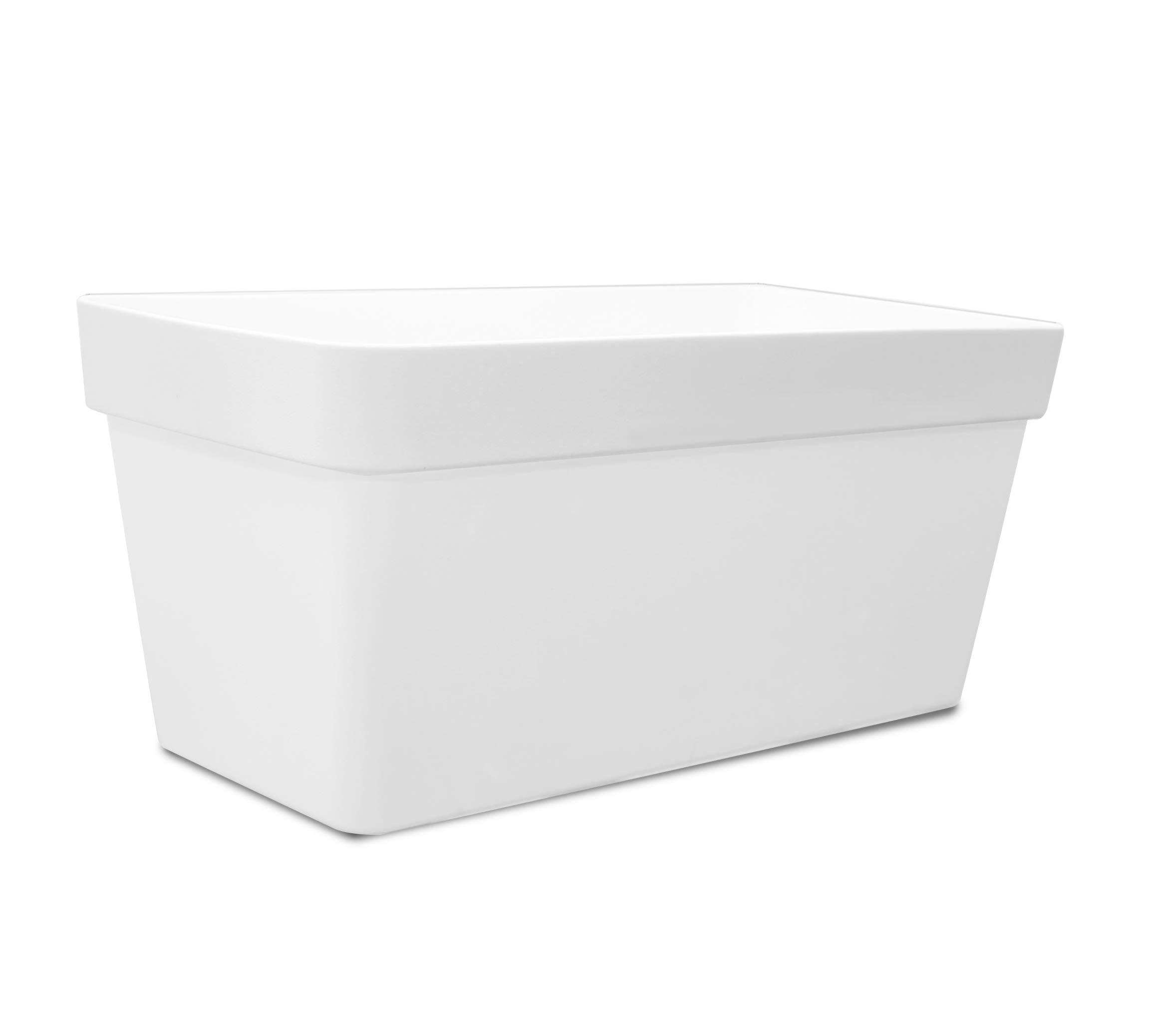 TABOR TOOLS 15.5 Inch White Plastic Window Box Planter with Drainage Holes - Indoor Outdoor Flower Pot for Herbs, Succulents, Flowers - VER601A Rectangular Trough Planter for Windowsill, Balcony, Garden Decor