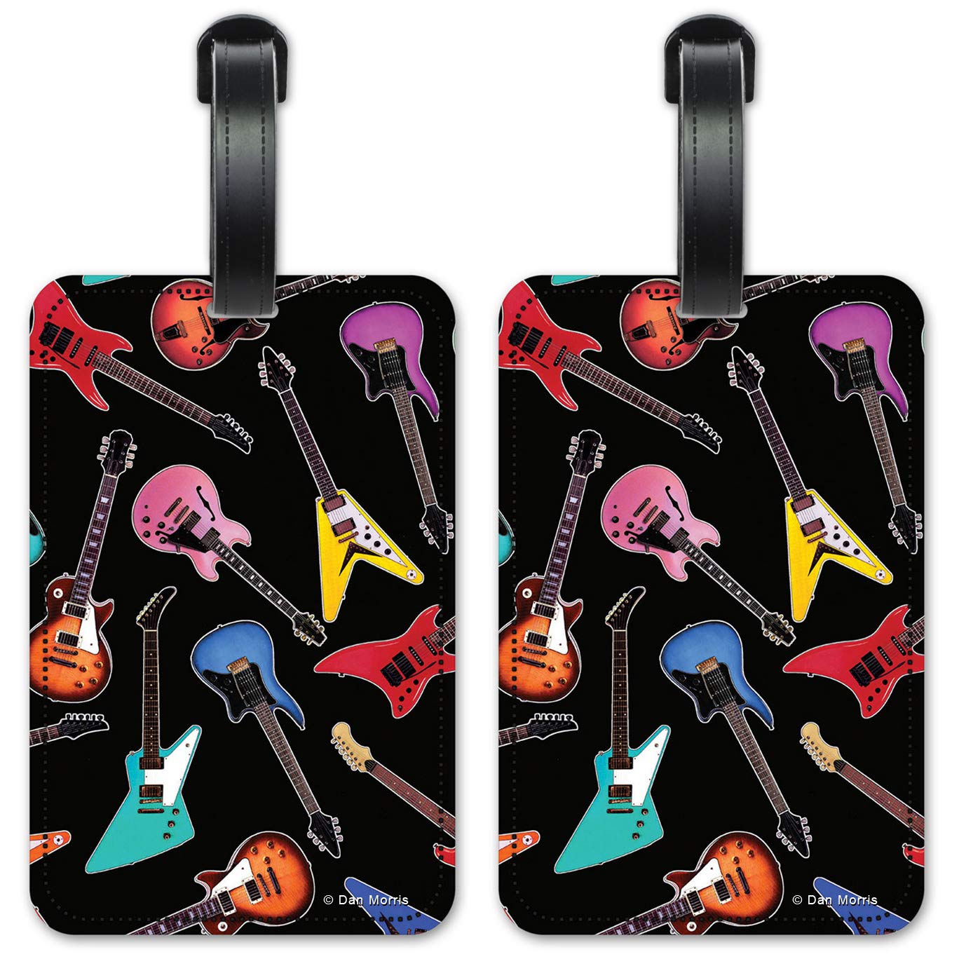 Premium Electric Guitar Luggage ID Tags - Set of 2 Durable Suitcase Identification Cards for Travel & Music Gear - Perfect for Guitarists, Musicians & Frequent Flyers