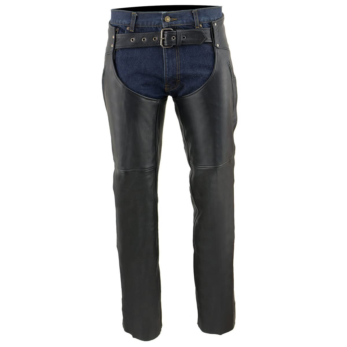 Milwaukee Leather MLM5502 Men's Premium Black Motorcycle Chaps - Cool-Tec Treated Genuine Leather Riding Gear for Harley, Cruiser & Adventure Bikes (Ideal for Long Rides & Cold Weather Protection)