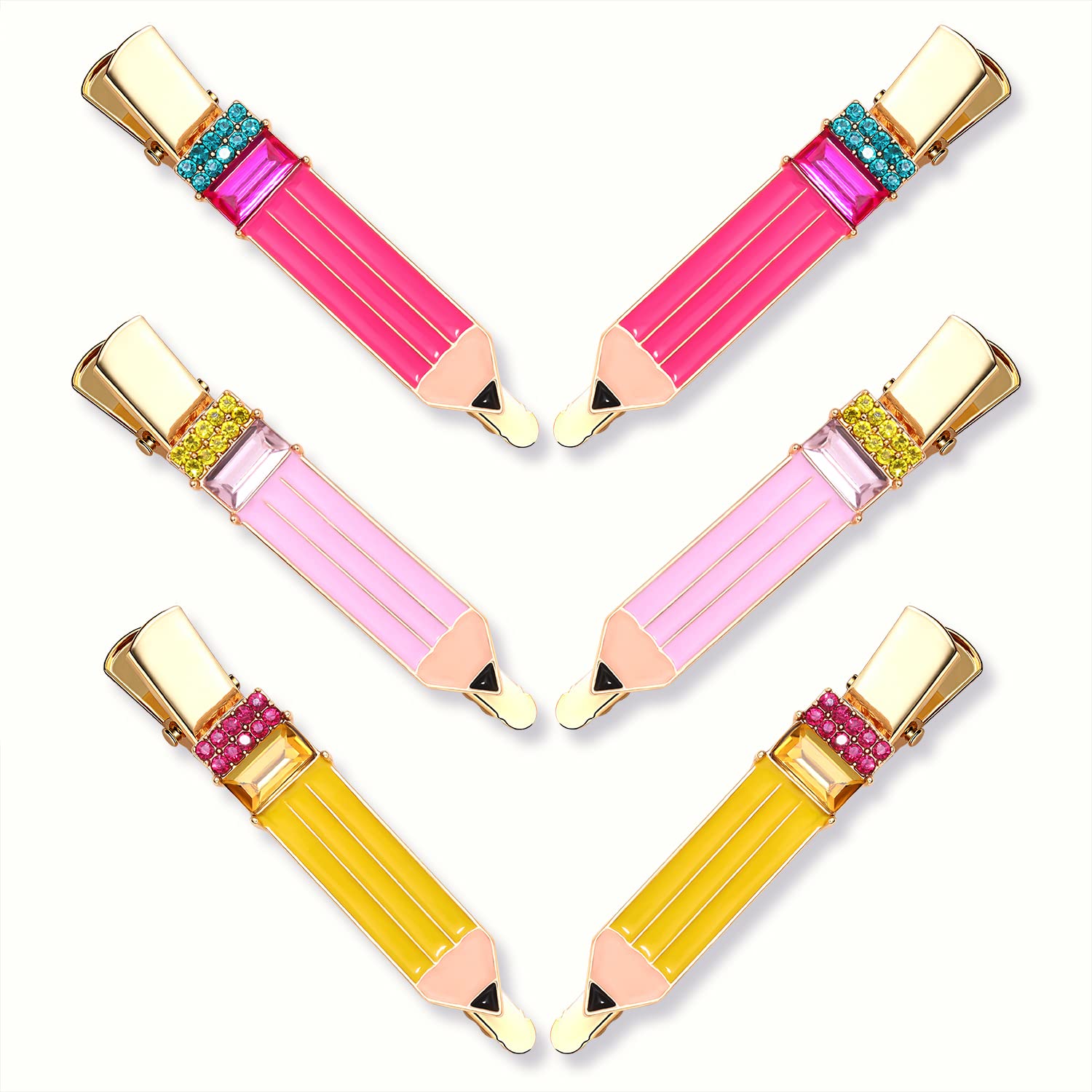 6 Pack Funny Pencil Hair Clips for Teachers & Students - Cute School Hair Accessories for Classroom, Back to School, Teacher Appreciation Gifts