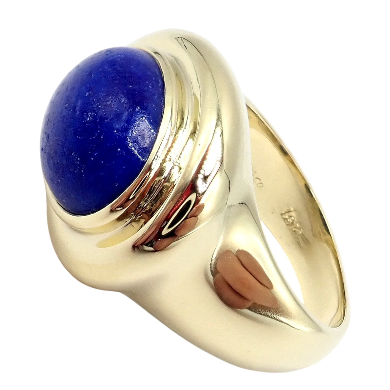 Authentic Tiffany & Co Paloma Picasso 18k Yellow Gold Large Lapis Oval Ring - Luxury Statement Jewelry for Women, Perfect for Weddings, Anniversaries & Special Occasions