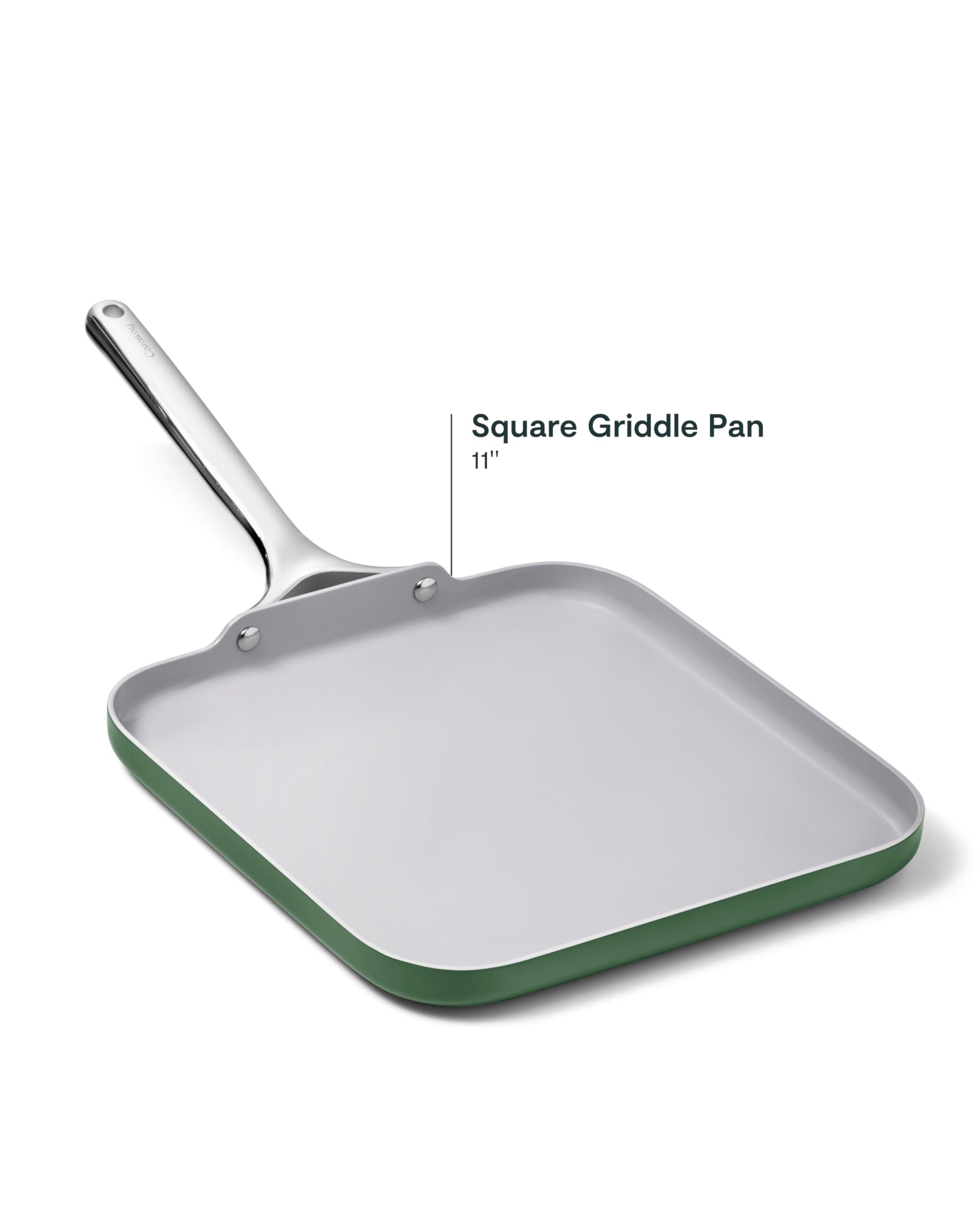 Caraway 11” Square Griddle Pan - Non-Toxic Ceramic Non-Stick Coating (PTFE & PFOA Free) - Oven Safe & Works on All Stovetops - Perfect for Pancakes, Burgers & Grilled Cheese - Sage Green Cookware