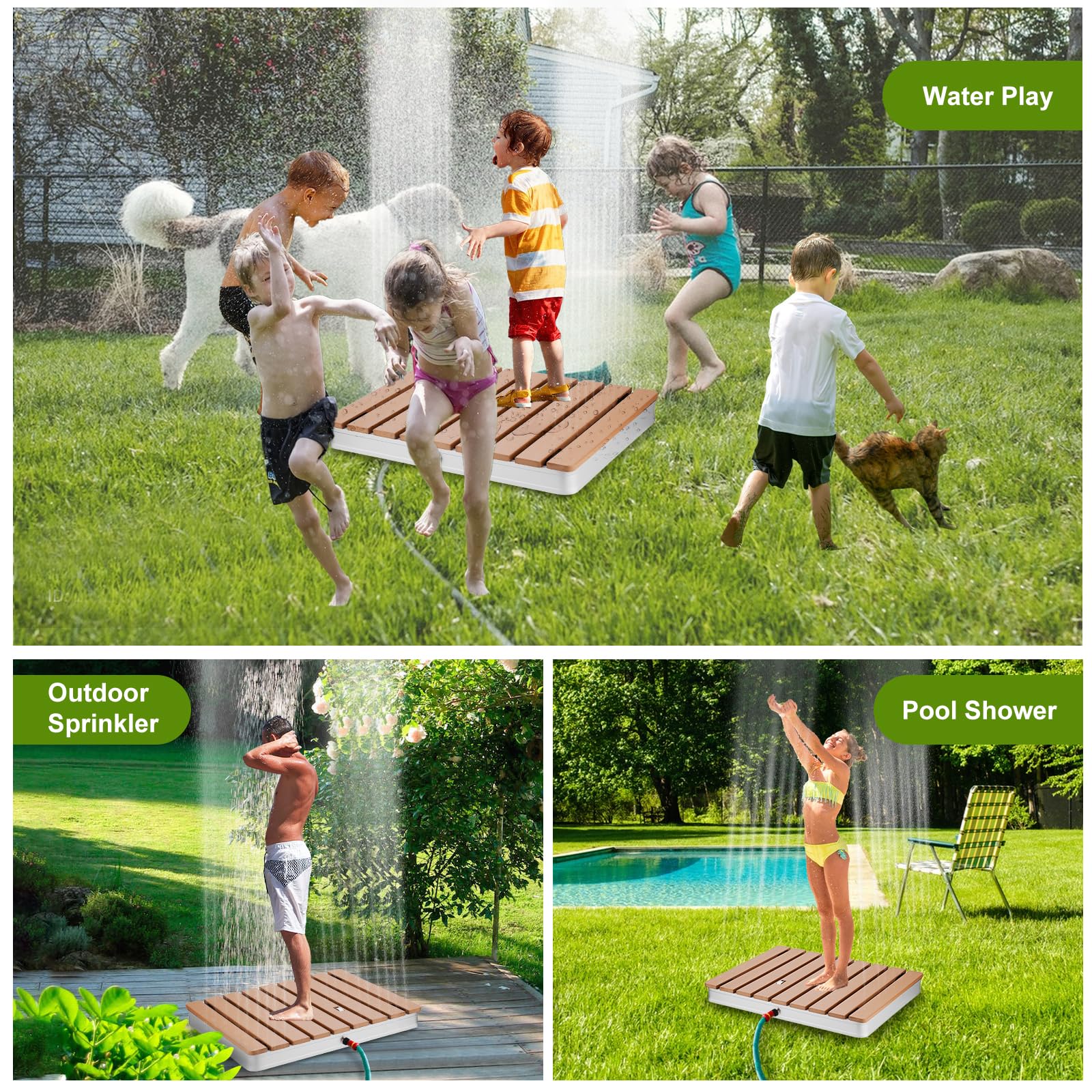**Portable Outdoor Shower for Pool, Garden & Camping - Adjustable Height & Water Flow with Foot Wheel - Non-Slip Sauna & Water Play Shower for Adults & Kids (28” x 22”) - Perfect for Backyard, Beach & RV Trips**