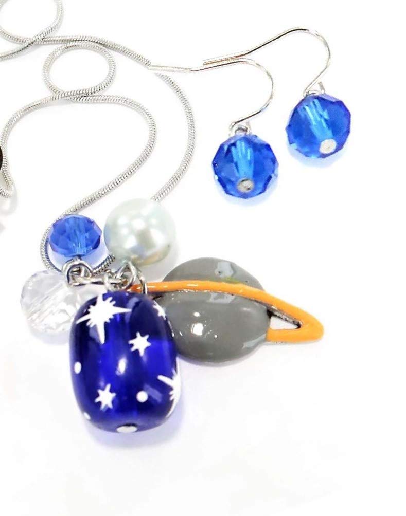 Galaxy Necklace and Earrings Set - Solar System Jewelry for Women - Space Planet Pendant Gift Set | Perfect for Astronomy Lovers, Birthday Gifts & Cosmic Fashion Accessories