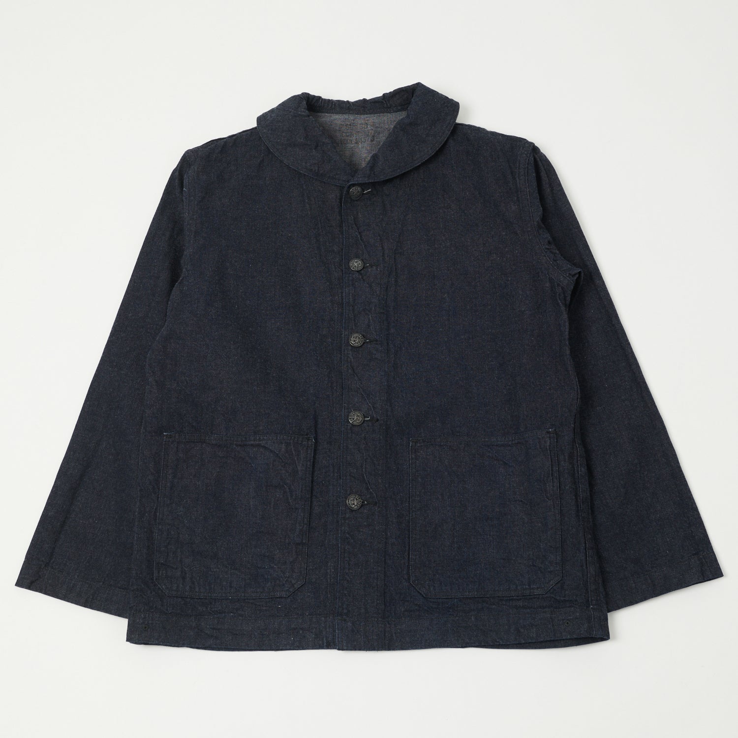 Buzz Rickson's BR12744 'Dungaree Jumper' Shawl Collar Denim Jacket - One Wash Vintage Style for Men | Casual Wear, Workwear & Outdoor Activities