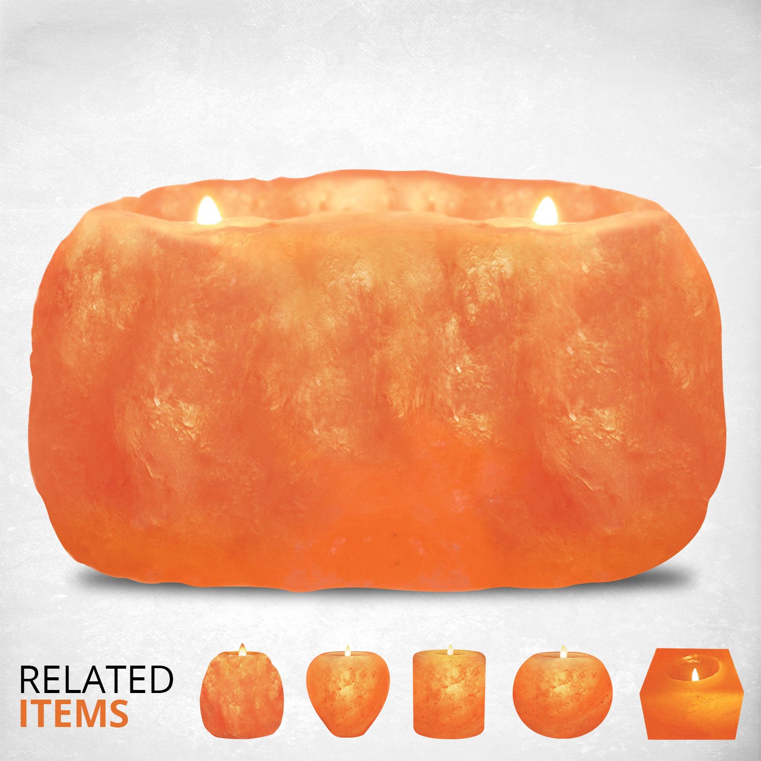 Himalayan Glow Natural Pink Salt Tealight Candle Holder - Hand Carved 100% Pure Himalayan Crystal Salt Lamp with 2 Holes | Aromatherapy, Meditation & Home Decor for Bedroom, Living Room, Yoga Studio