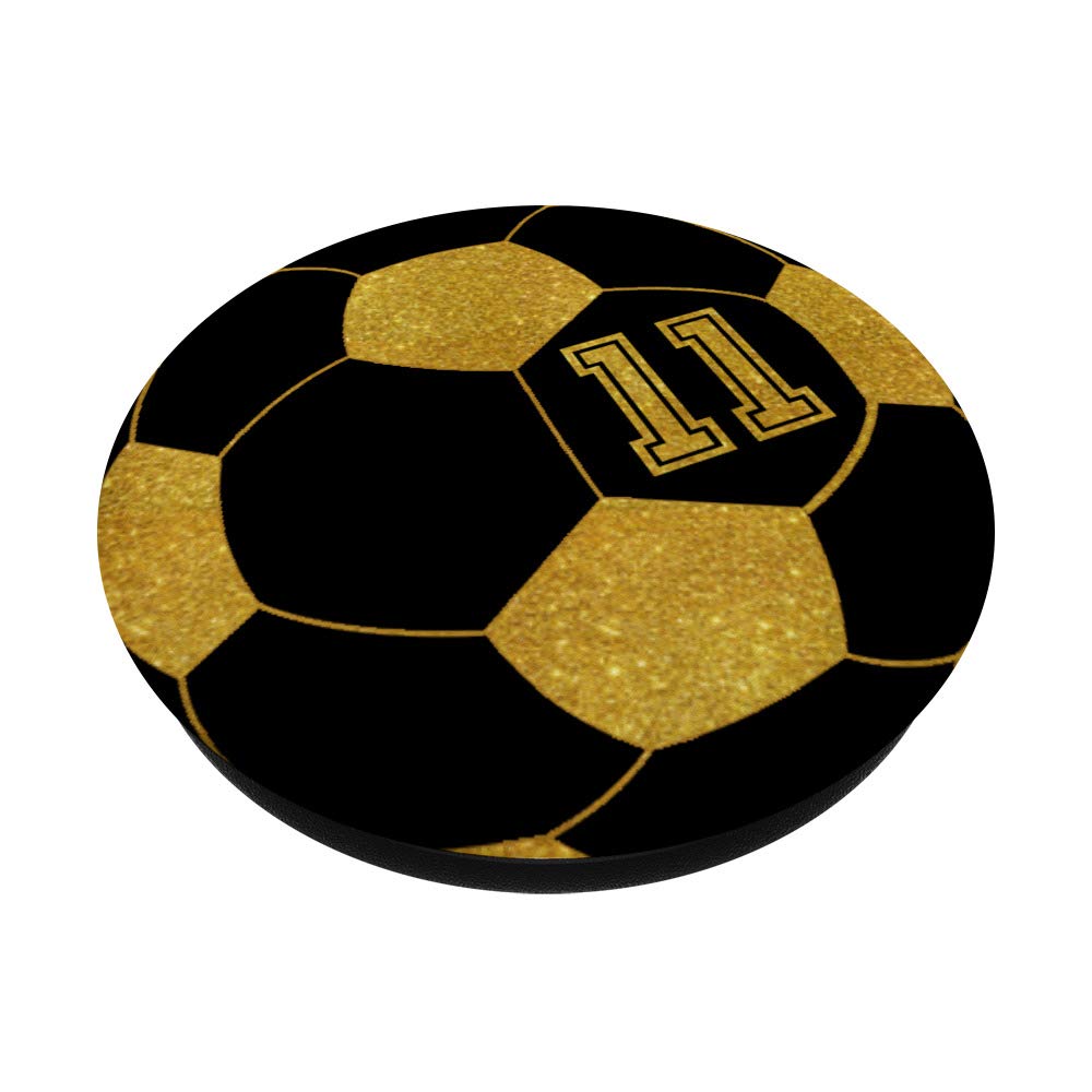 Golden Soccer Ball Player #11 Jersey No 11 Football Gift PopSockets PopGrip: Swappable Grip for Phones & Tablets - Perfect for Fans, Sports Enthusiasts, and Everyday Use