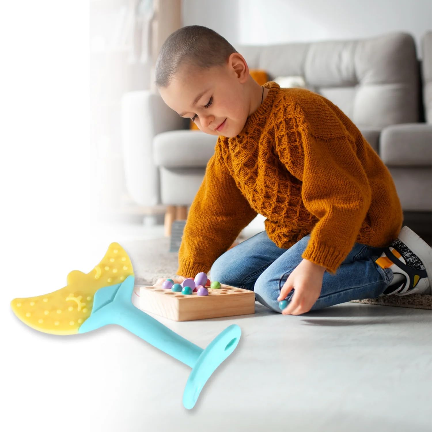 **Nizomi Moon 100% Food Grade Textured Silicone Baby Teether – BPA-Free Teething Toy with Carrying Case & Easy-Grip Handles | Sensory Relief for Infants 6-12 Months | Perfect for Soothing Sore Gums & On-the-Go Play**    *(Ideal for teething babies, travel, daycare, or sensory play – promotes safe chewing and oral development.)*