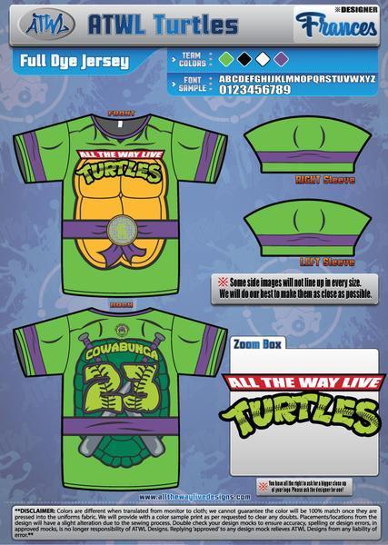 Cowabunga Teenage Mutant Ninja Turtles Youth Full Dye Baseball Jersey - Cool TMNT Sports Apparel for Kids & Teens - Perfect for Baseball Games, Cosplay & Fan Events