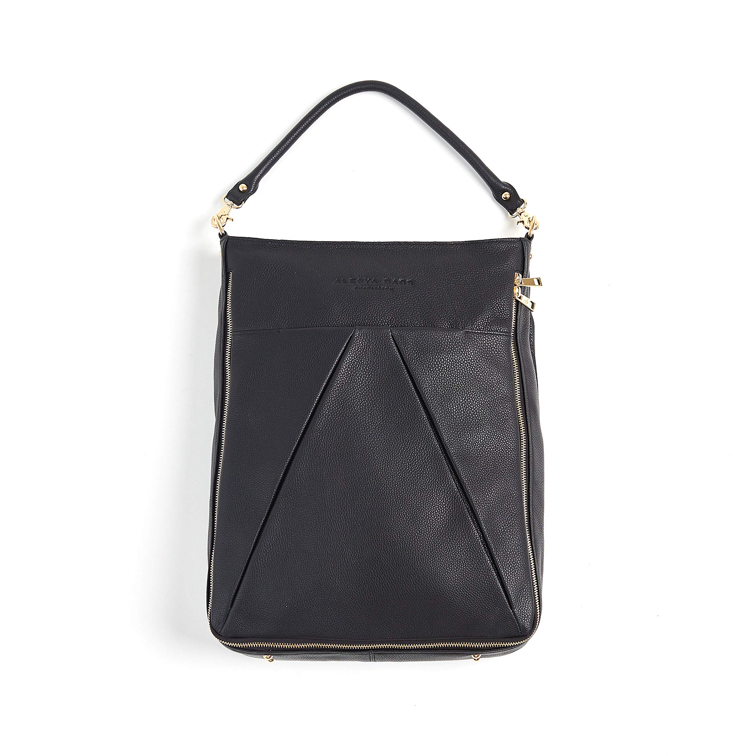 Alesya Bags Maribelle Travel Laptop Bag for Women - 15.6 Inch Waterproof Business Backpack with USB Charging Port, Black with Gold Hardware - Perfect for Work, Commute & Airplane Travel