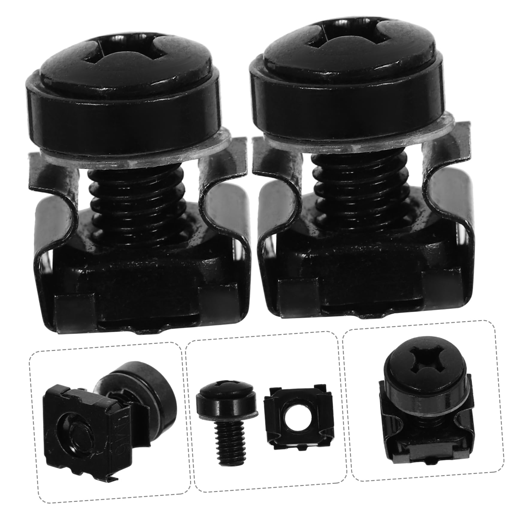 50PCS Rackmount Cage Nuts & Square Insert Nuts for Server Cabinets - M6 Hardware Nuts Kit for Network Devices, Data Center Equipment & Telecom Racks - Secure Mounting Solution for Routers, Switches & Patch Panels