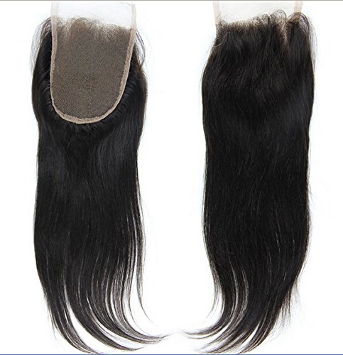 8A Brazilian Virgin Hair Bundles with Lace Closure - 3 Bundles & Free Part Straight Hair Weft in Natural Color (10