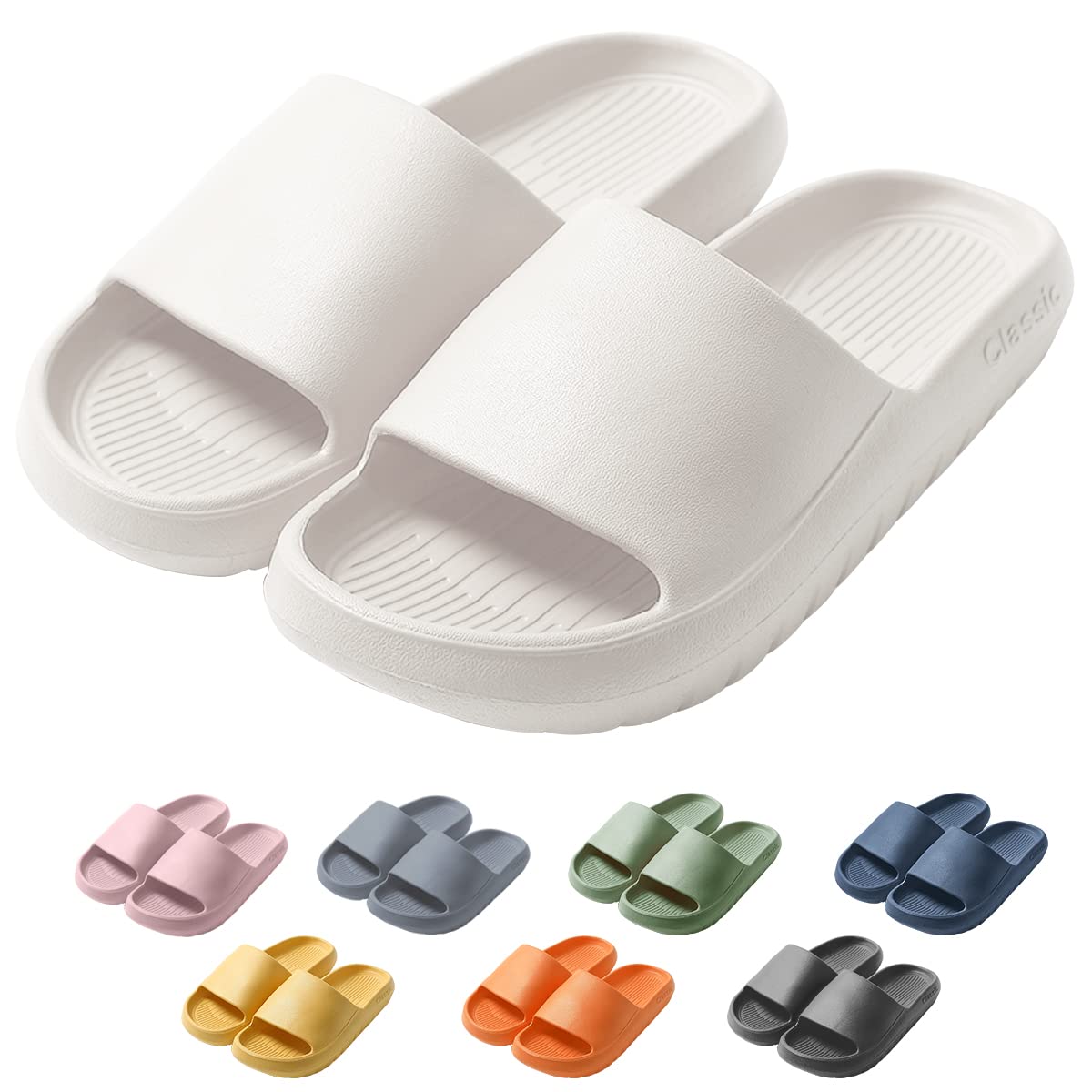 HASVREOG Cloud Cushion Slides - Non-Slip Sole Slippers for Women & Men | Ultra Soft EVA Sandals for Shower, Indoor & Outdoor Use | Comfortable House Shoes for Home, Beach, Pool & Gym