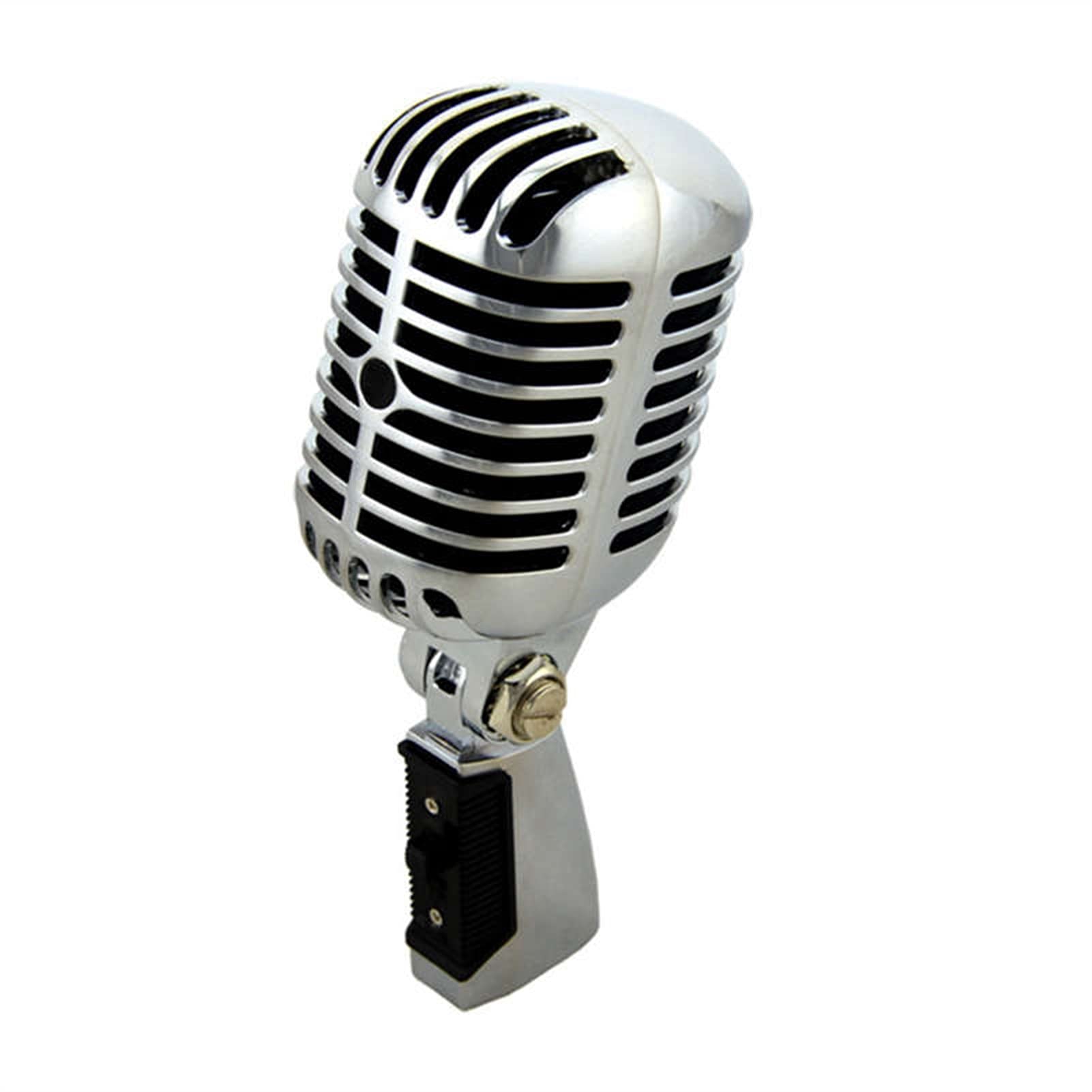 Vintage Dynamic Microphone - Professional Wired Retro Mic with Moving Coil, Classic Metal Design for Vocal Recording, KTV, Podcasting & Streaming - Compatible with PC, Laptop & Desktop (Silver) - Perfect for Home Studio, Karaoke Nights & Live Performances