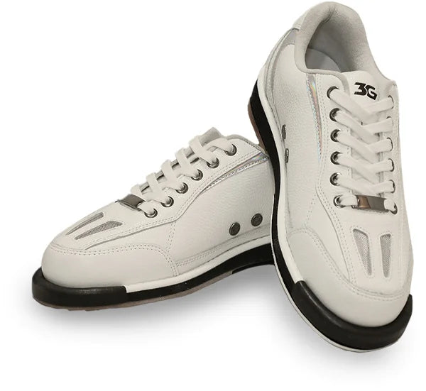 3G Men's Racer White/Holo Right-Handed Wide Width Bowling Shoes - Perfect for Competitive Bowling & League Play