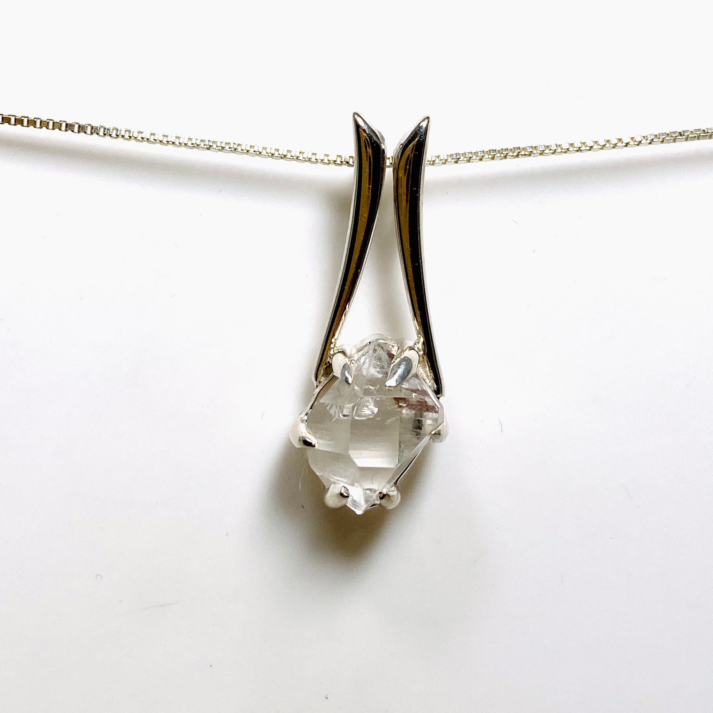 Natural Herkimer Diamond Pendant Necklace - 70 Carat BTP (Beaded Triangle Pendant) - Healing Crystal Jewelry for Meditation, Energy Work & Spiritual Gifts
